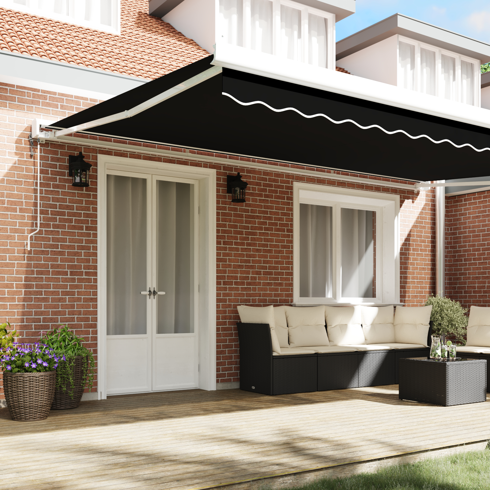 vidaXL Markiză Automată Retractabilă Neagră 500x300 cm
