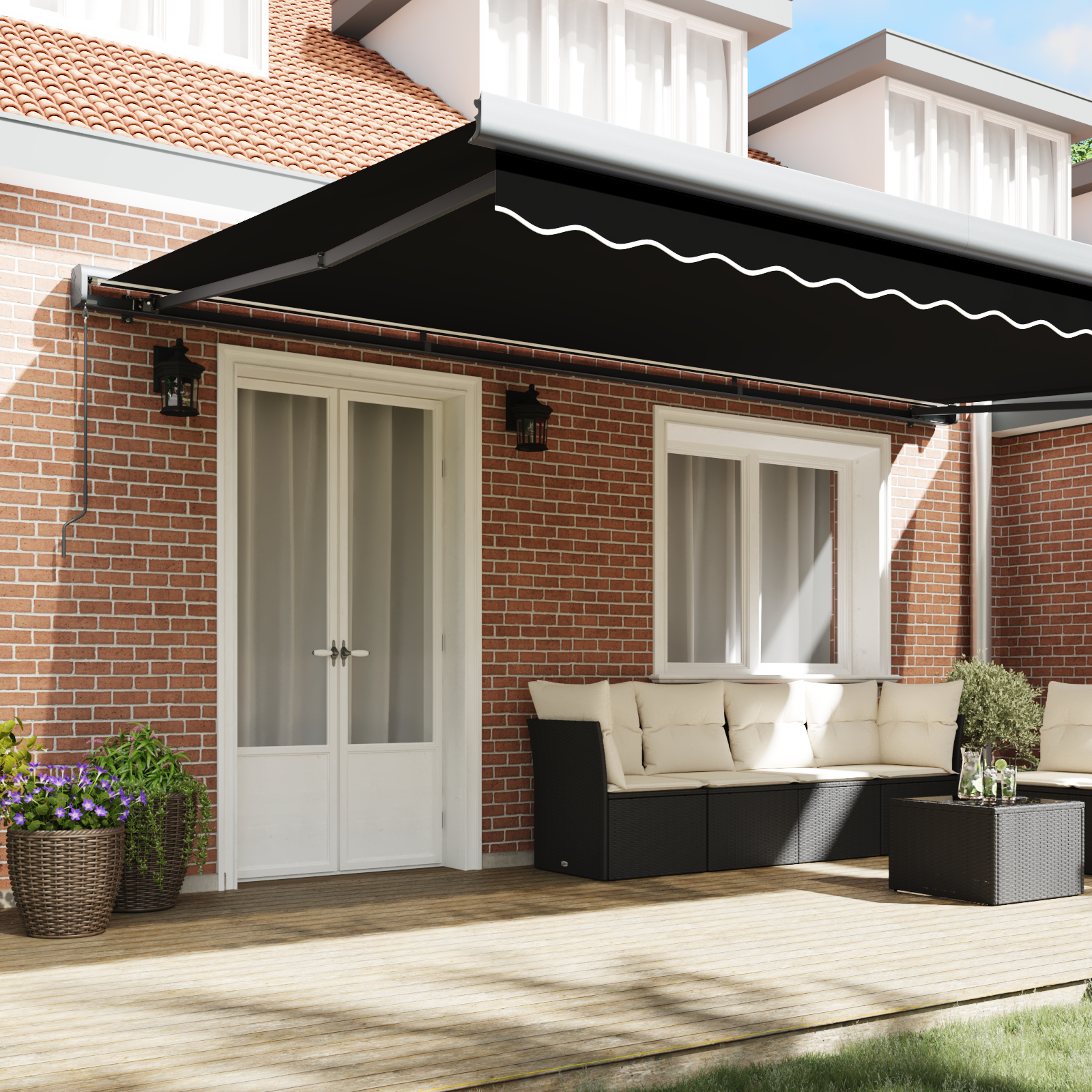 Marchiză Manuală Retractabilă Neagră 500x300 cm Marchiză Manuală Retractabilă Neagră 500x300 cm