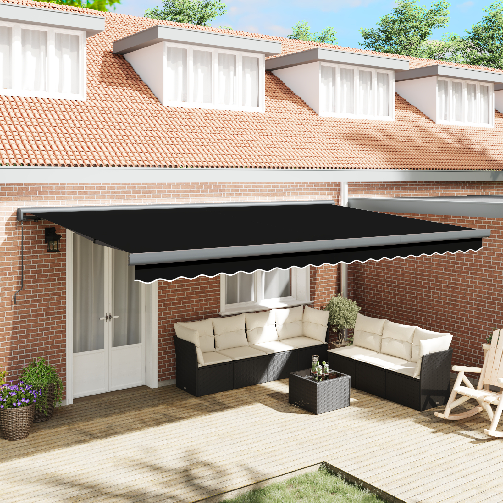 Marchiză Manuală Retractabilă Neagră 500x300 cm Marchiză Manuală Retractabilă Neagră 500x300 cm