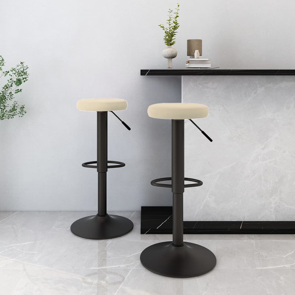 vidaXL Scaune de bar, 2 buc., crem, catifea vidaXL Scaune de bar, 2 buc., crem, catifea