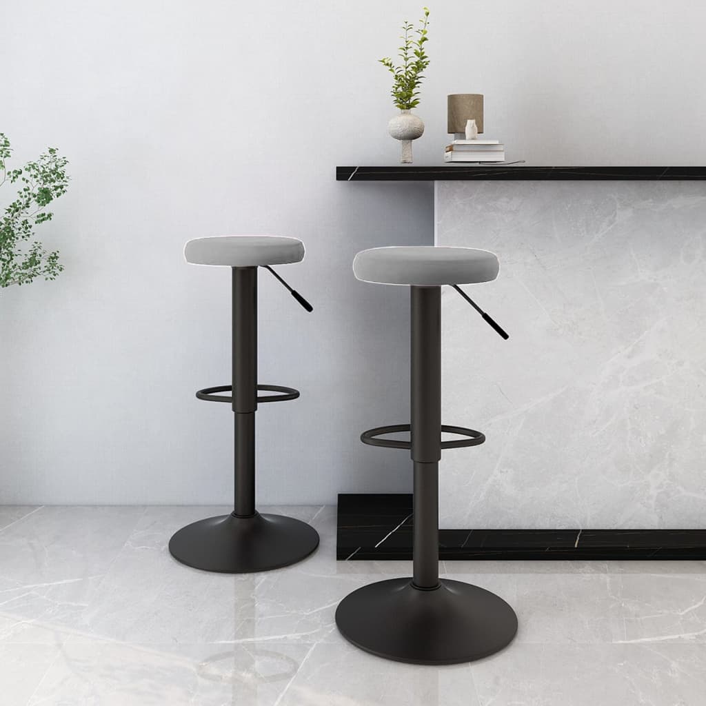 vidaXL Scaune de bar, 2 buc., gri deschis, catifea vidaXL Scaune de bar, 2 buc., gri deschis, catifea