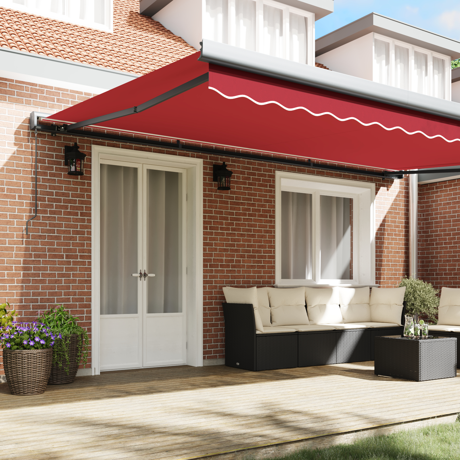 Marchiză manuală retractabilă vidaXL Roșie 500x300 cm