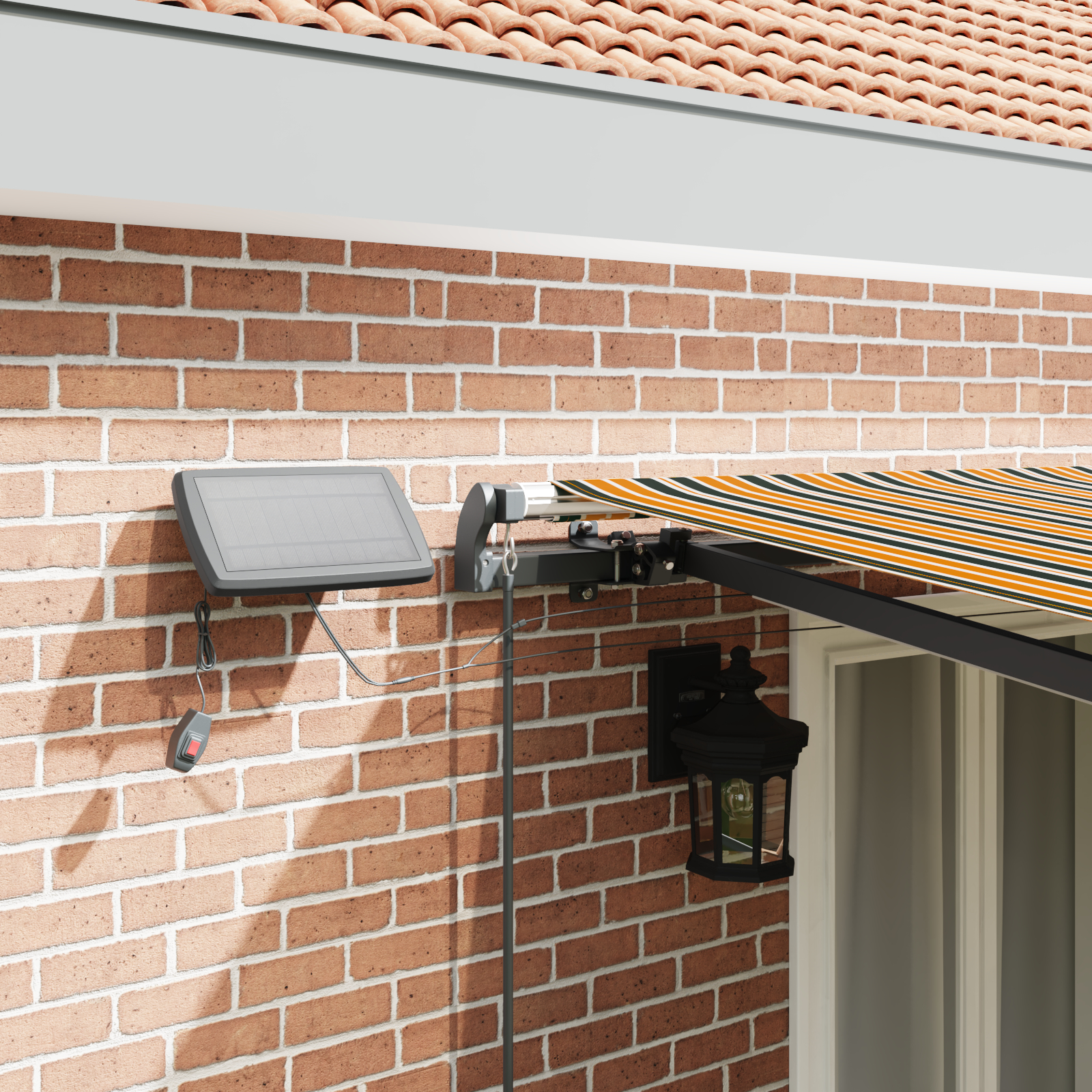 Marquee retractabilă manuală cu LED verde și galben 500x300 cm Marquee retractabilă manuală cu LED verde și galben 500x300 cm