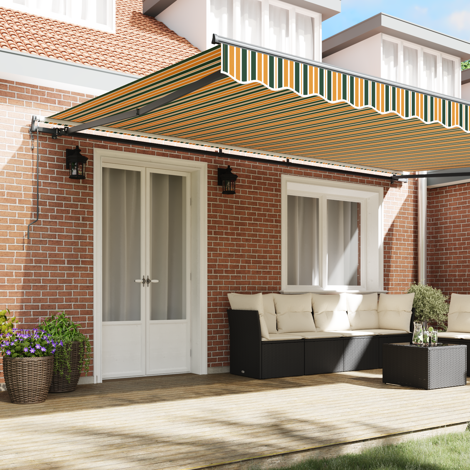 vidaXL Obor cu retractare automată, verde și galben, 500 x 300 cm vidaXL Obor cu retractare automată, verde și galben, 500 x 300 cm