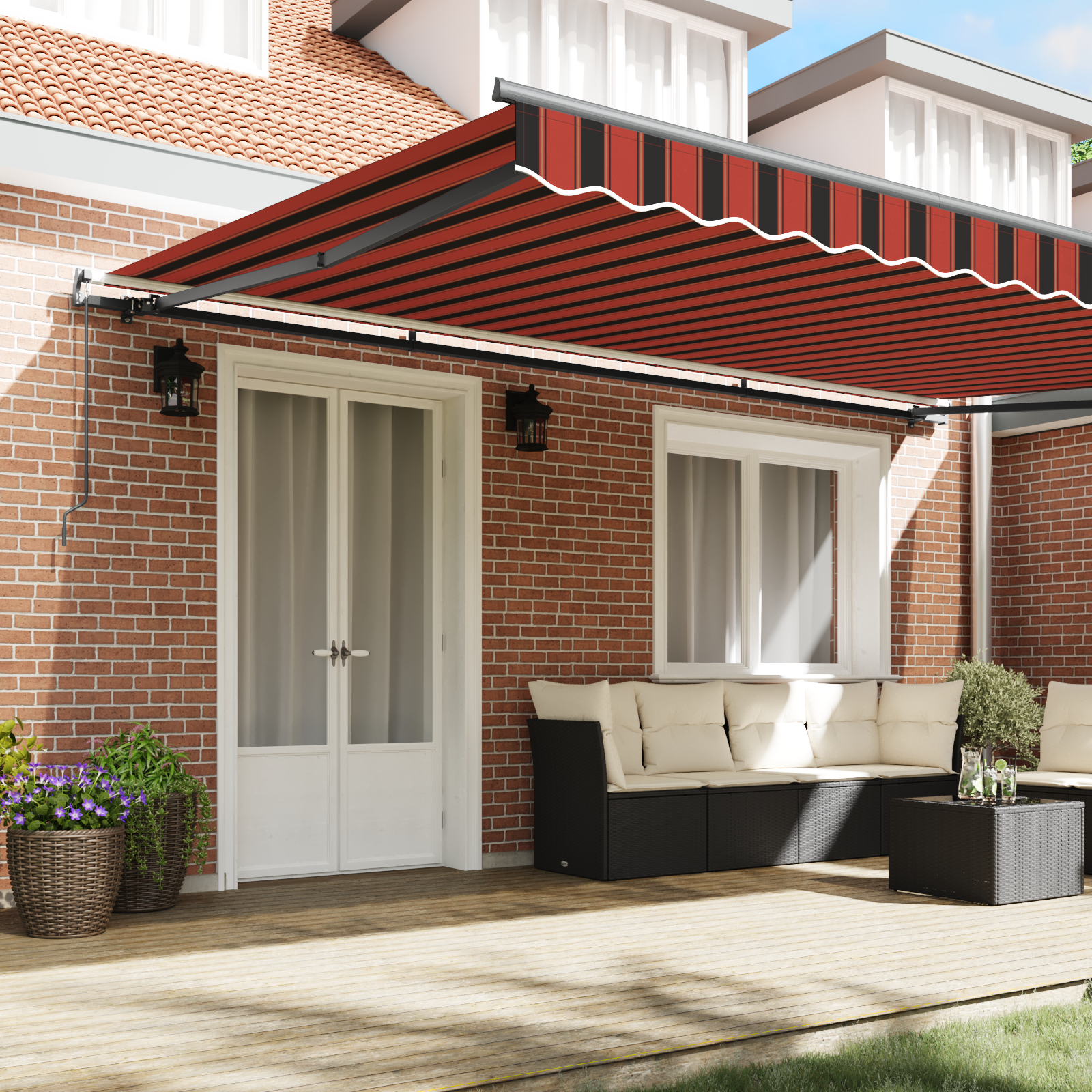 vidaXL Copertină retractabilă manuală portocaliu și maro 500 × 350 cm
