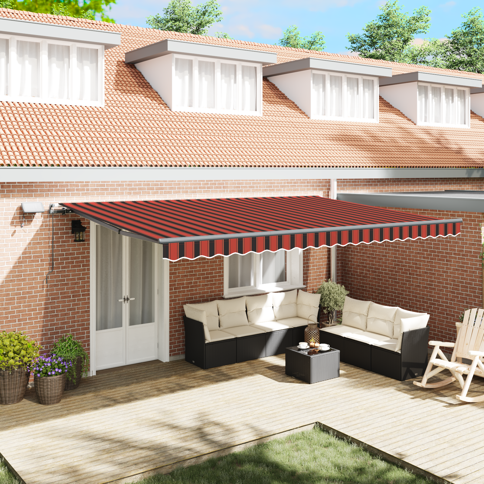 vidaXL Cortina Retractabilă portocaliu și maro 500 × 350 cm țesătură vidaXL Cortina Retractabilă portocaliu și maro 500 × 350 cm țesătură