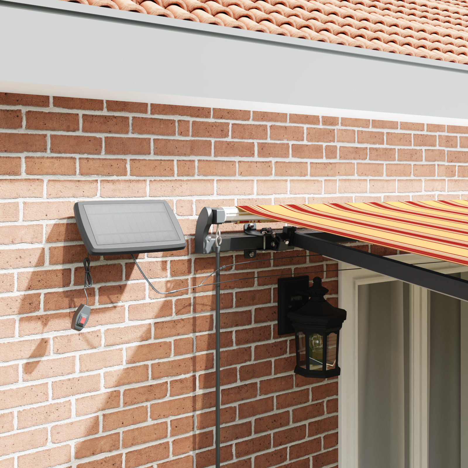 vidaXL Marciză retractabilă manuală cu LED galben și portocalie 500x350 cm
