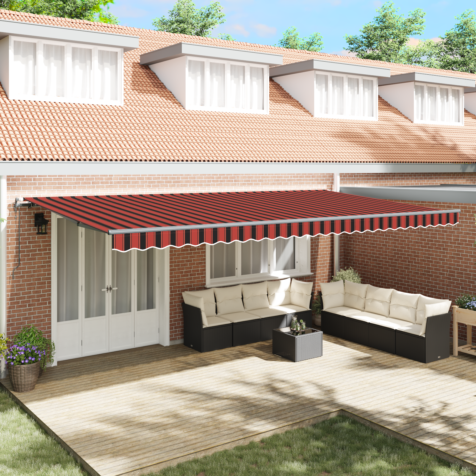 vidaXL Pergola Automată Retractabilă Portocalie și Maro, 600 x 300 cm vidaXL Pergola Automată Retractabilă Portocalie și Maro, 600 x 300 cm