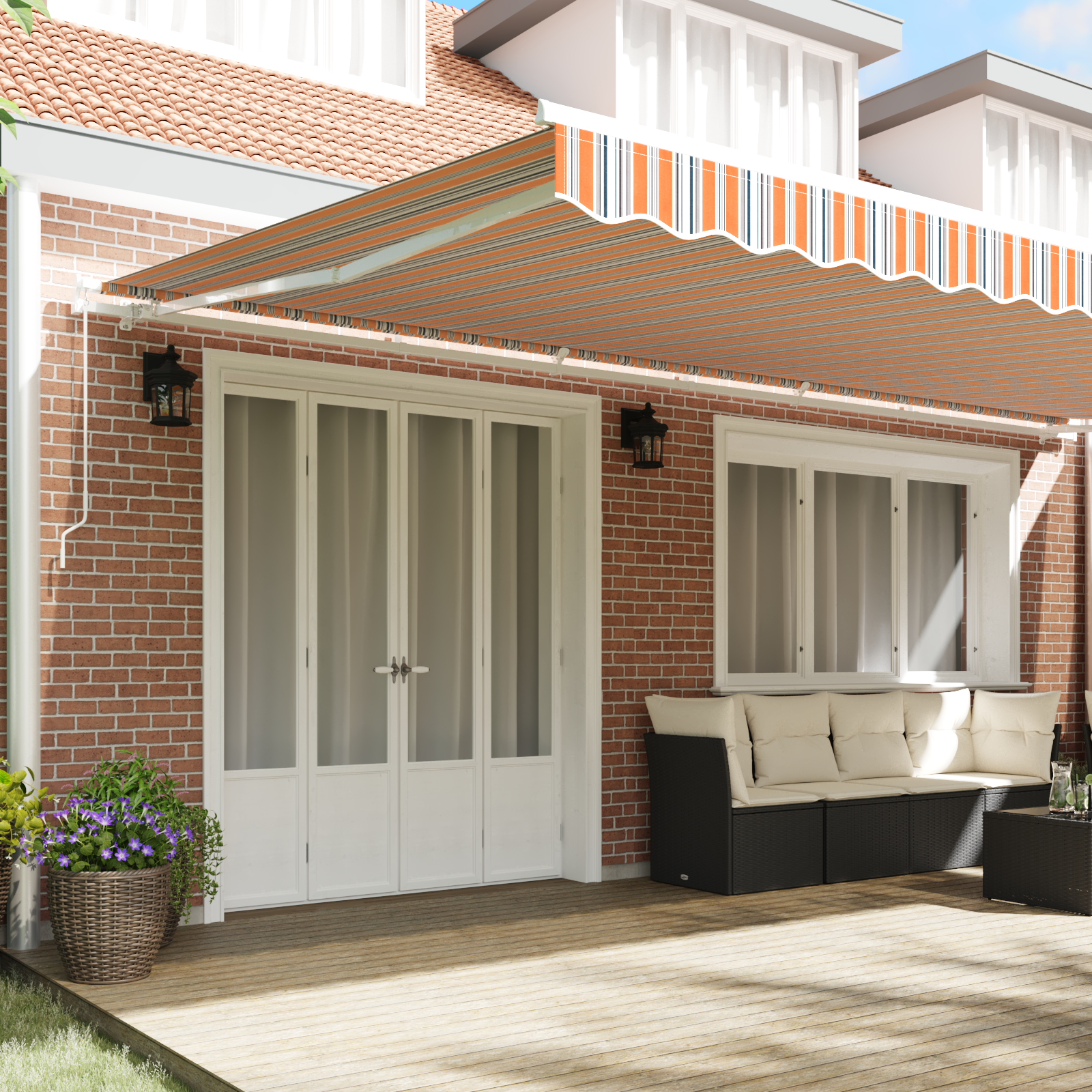 vidaXL Cortina Retractabilă Dungi Manual Multicolour 600 × 300 cm