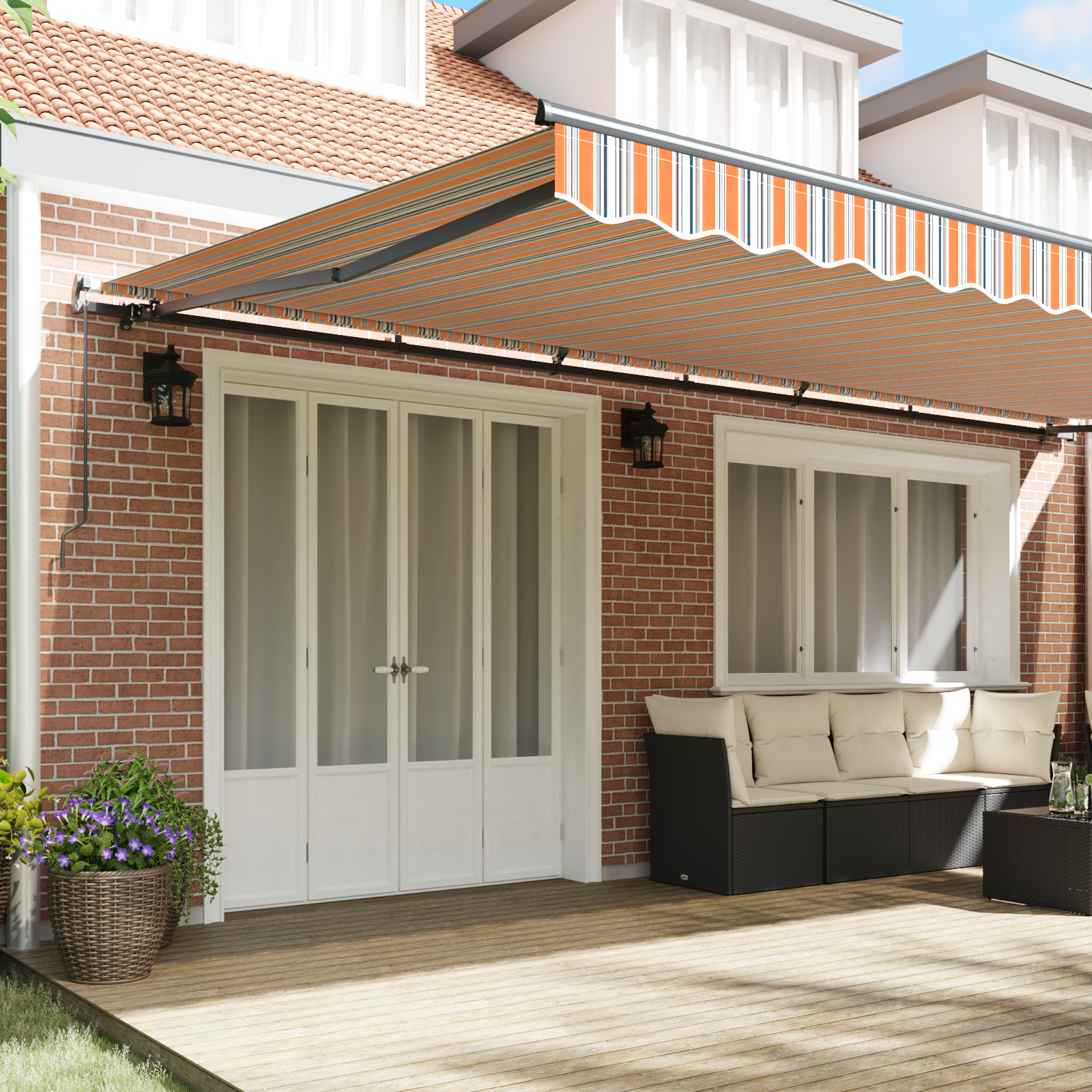 vidaXL Cortina Retractabilă Manual Multicolour 600 × 300 cm țesătură vidaXL Cortina Retractabilă Manual Multicolour 600 × 300 cm țesătură