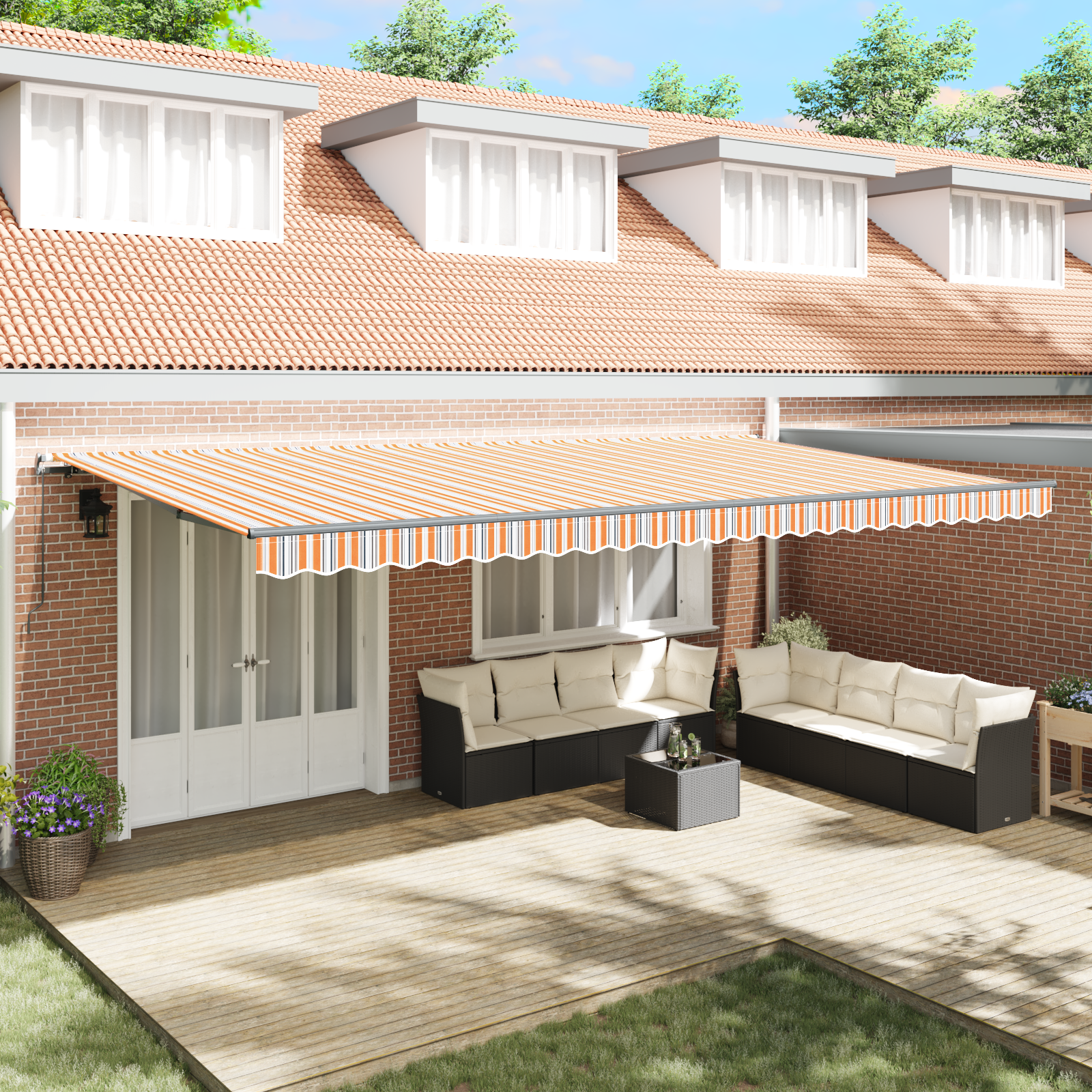 vidaXL Cortina Retractabilă Manual Multicolour 600 × 300 cm țesătură vidaXL Cortina Retractabilă Manual Multicolour 600 × 300 cm țesătură