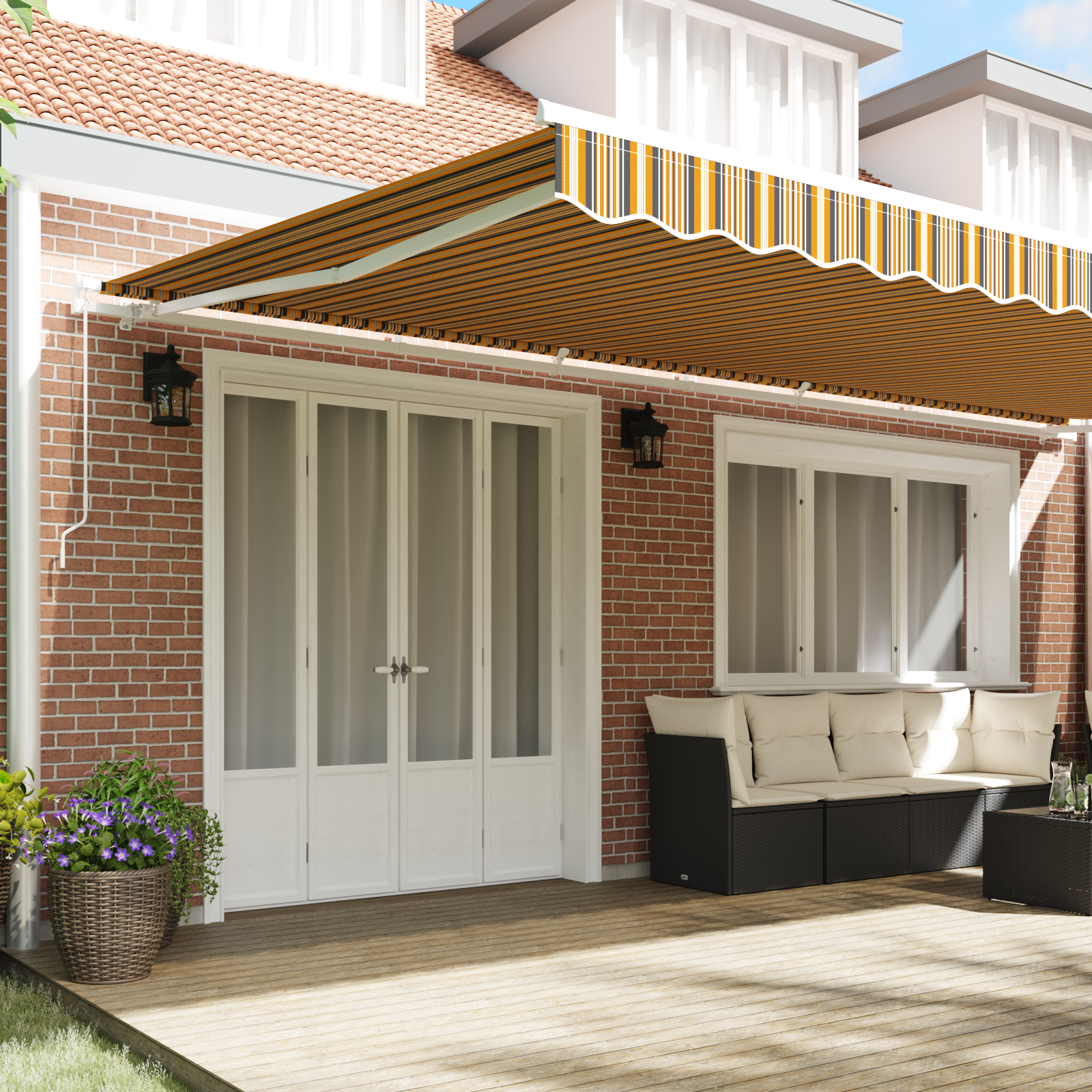 vidaXL Markiză Retractabilă Manuală Stripe Multicolor 600x300 cm