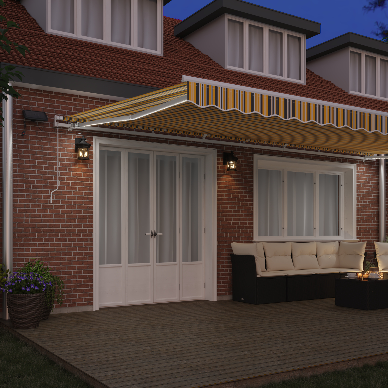 vidaXL Markiză manuală with Manual Galben / Gri / Alb 600 × 300 cm Multicolour