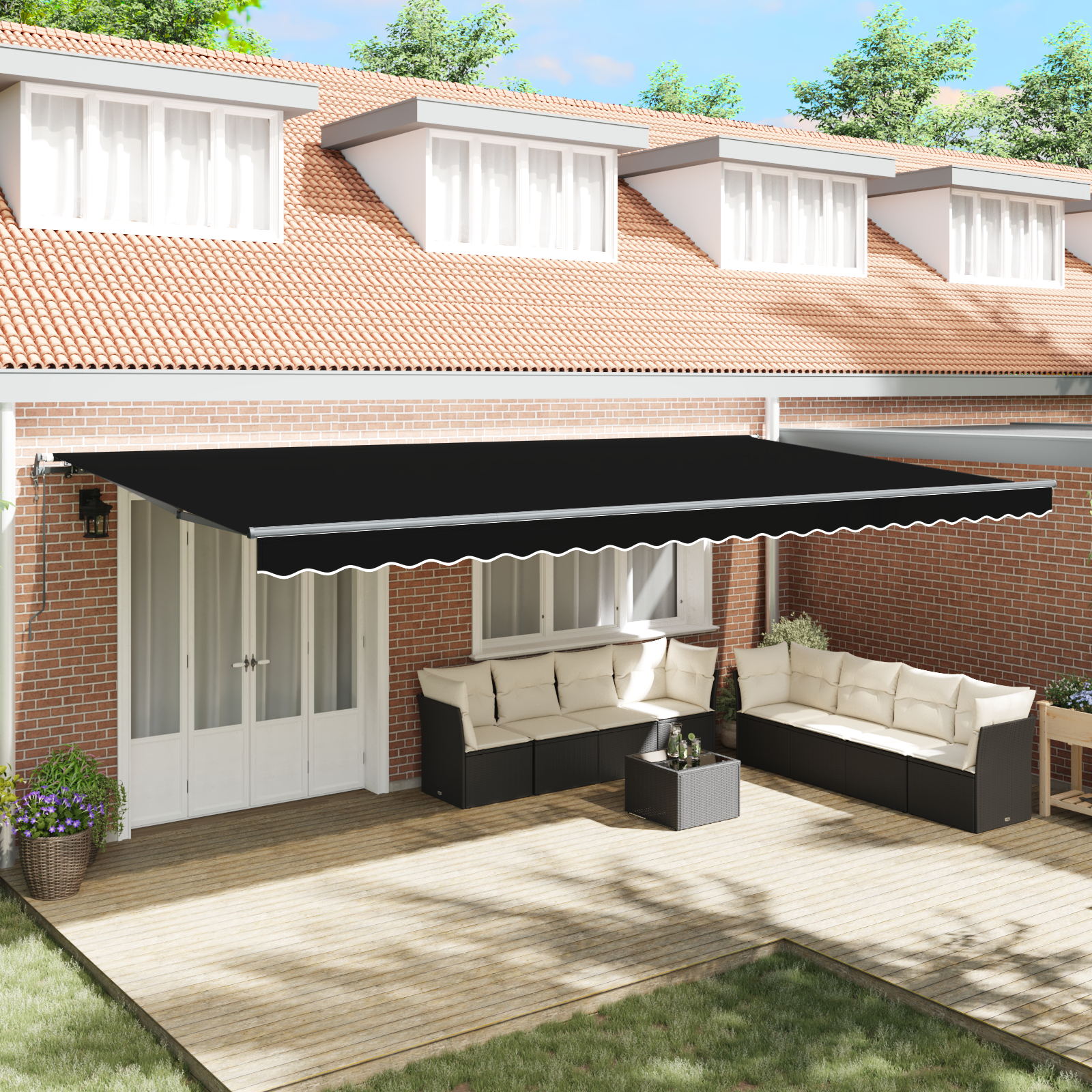 vidaXL Obloane retracțabile automate , negre, 600 x 300 cm vidaXL Obloane retracțabile automate , negre, 600 x 300 cm