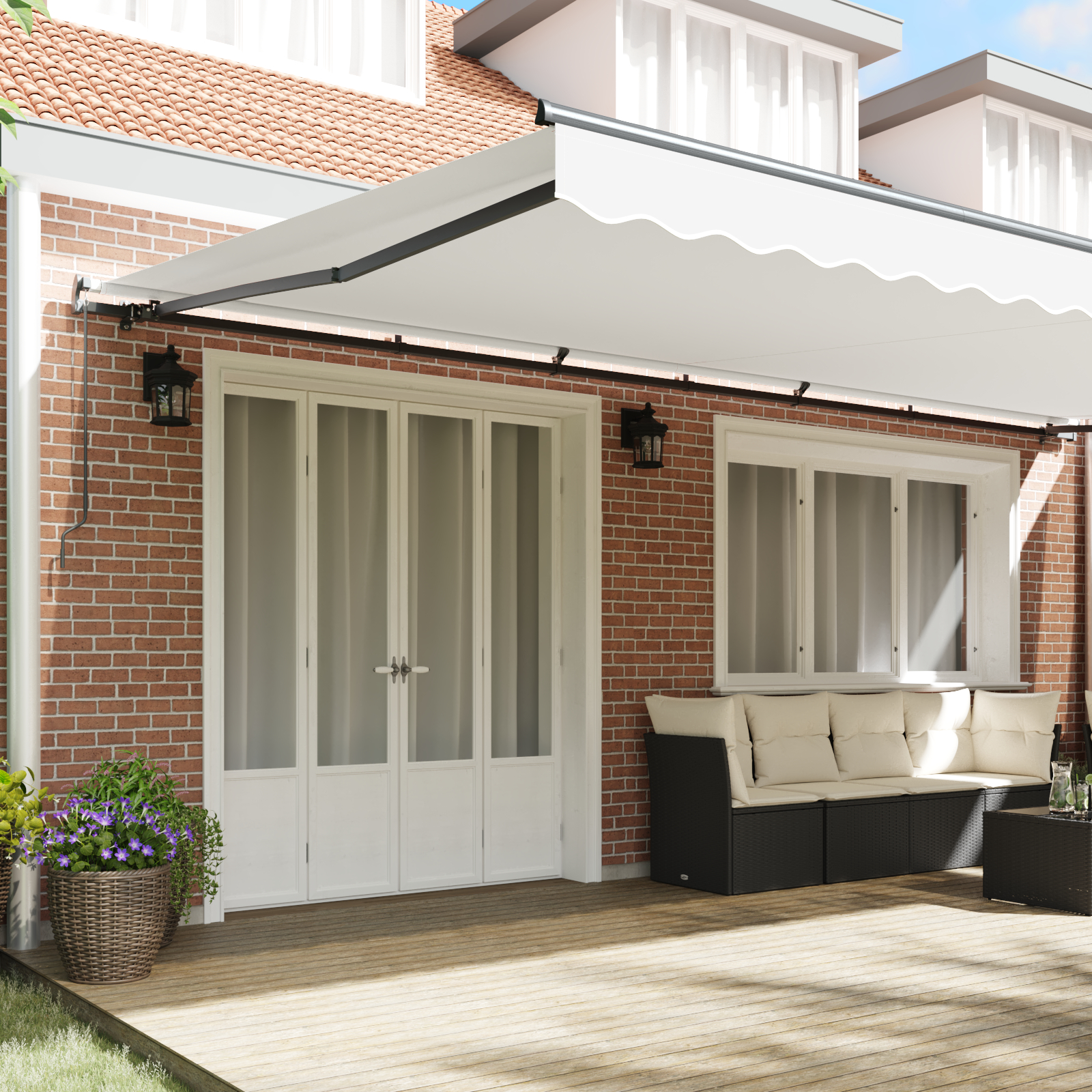 vidaXL Umbrelă albă Manual Alb 600 × 300 cm Poliester vidaXL Umbrelă albă Manual Alb 600 × 300 cm Poliester