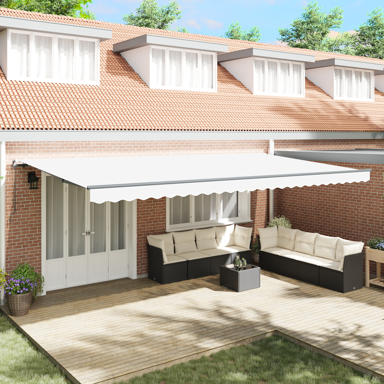 vidaXL Umbrelă albă Manual Alb 600 × 300 cm Poliester vidaXL Umbrelă albă Manual Alb 600 × 300 cm Poliester
