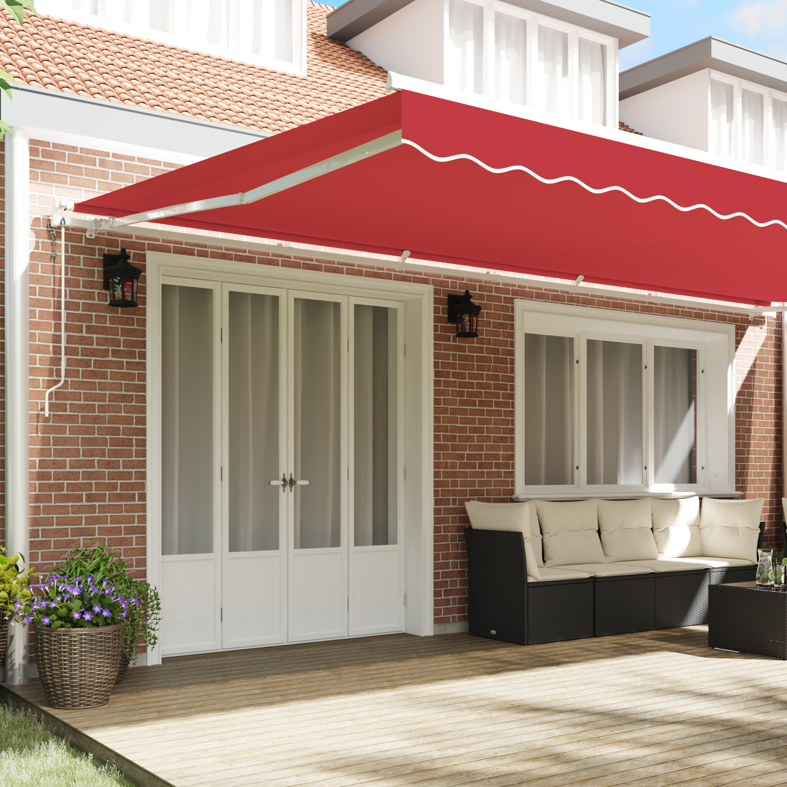 vidaXL Cortina Retractabilă Roșu 600 × 300 cm Material textil și oțel