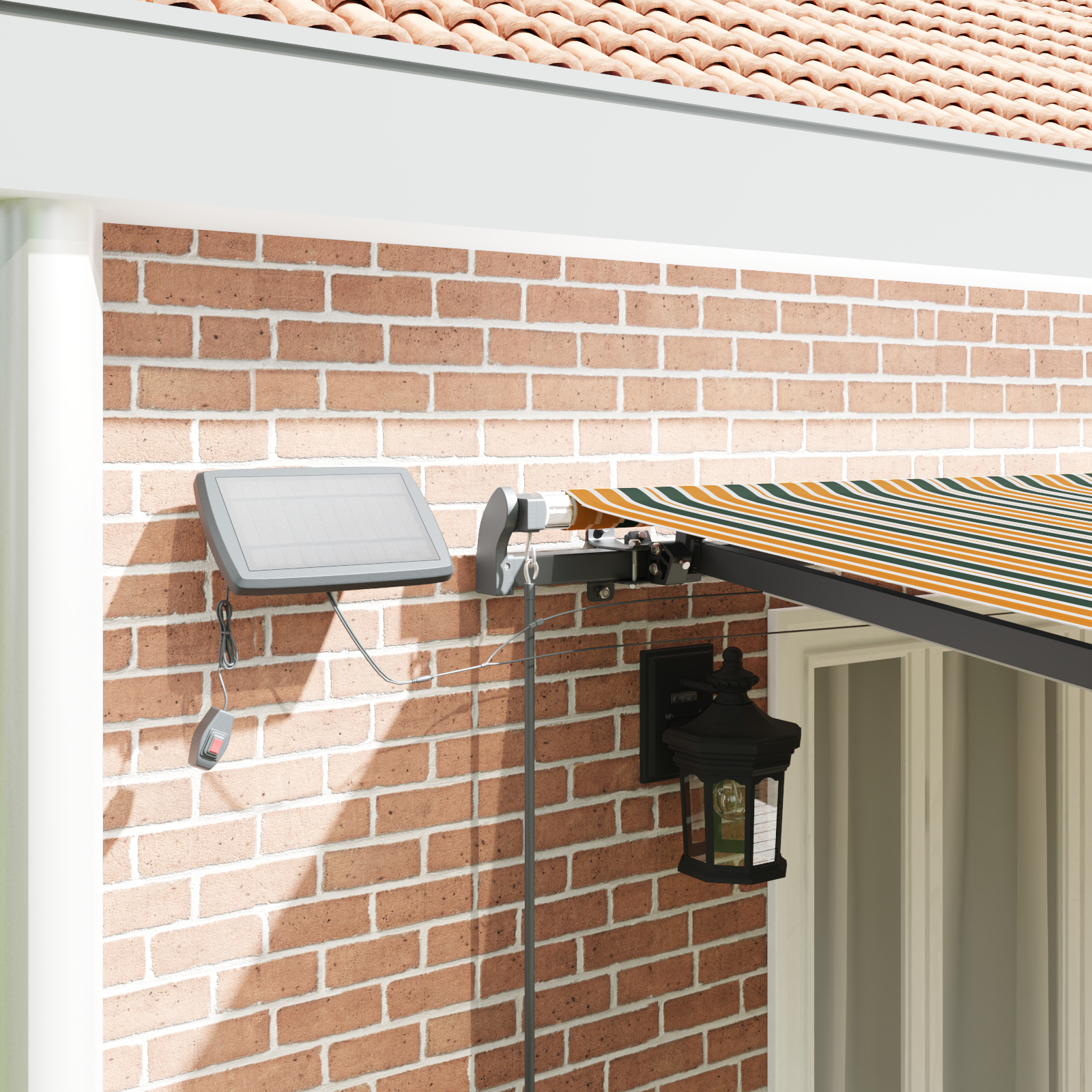 Marchiza manuală retractabilă vidaXL cu LED verde și galben 600x300 cm Marchiza manuală retractabilă vidaXL cu LED verde și galben 600x300 cm