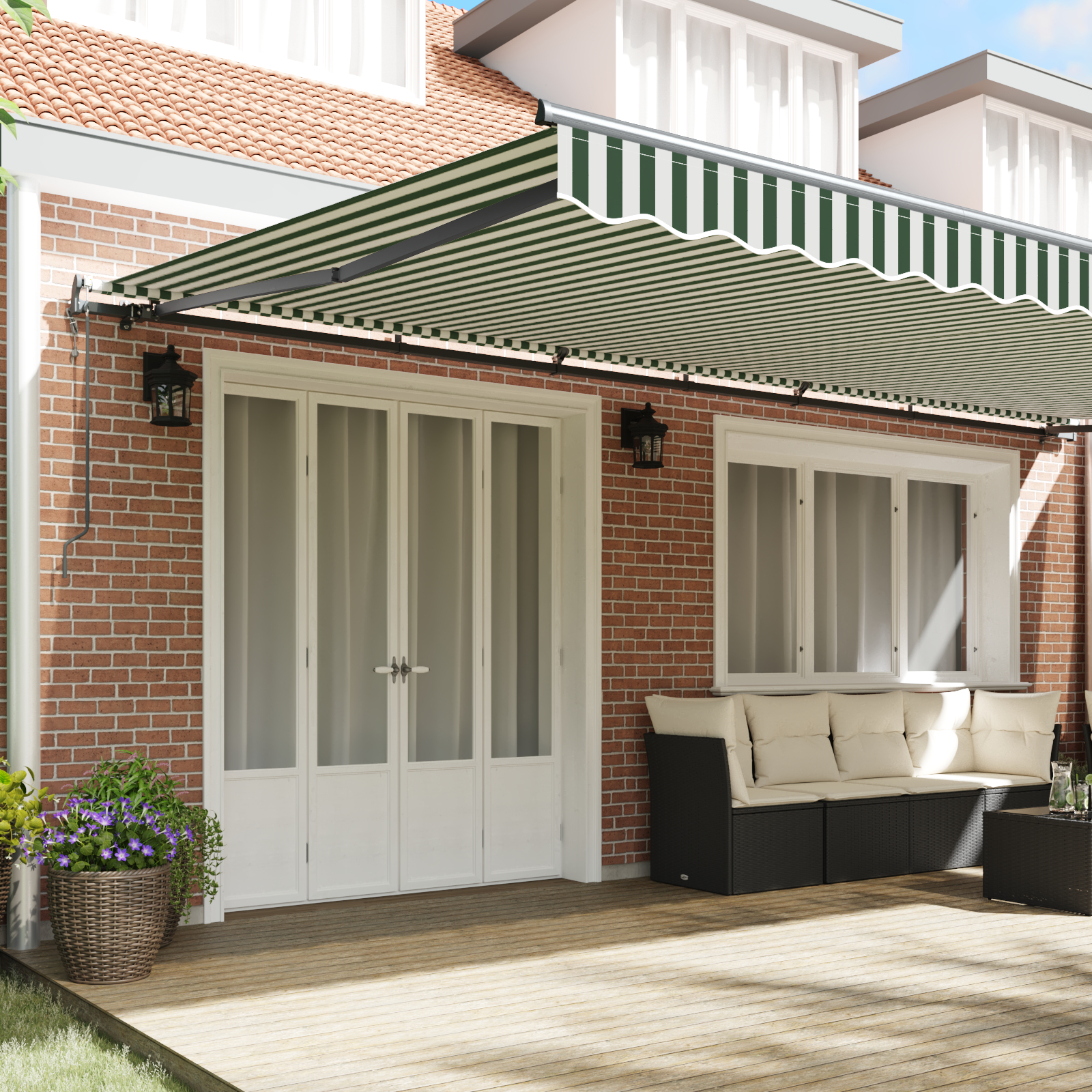 vidaXL Pergolă Retractabilă Automată , Verde și Alb, 600 x 300 cm vidaXL Pergolă Retractabilă Automată , Verde și Alb, 600 x 300 cm