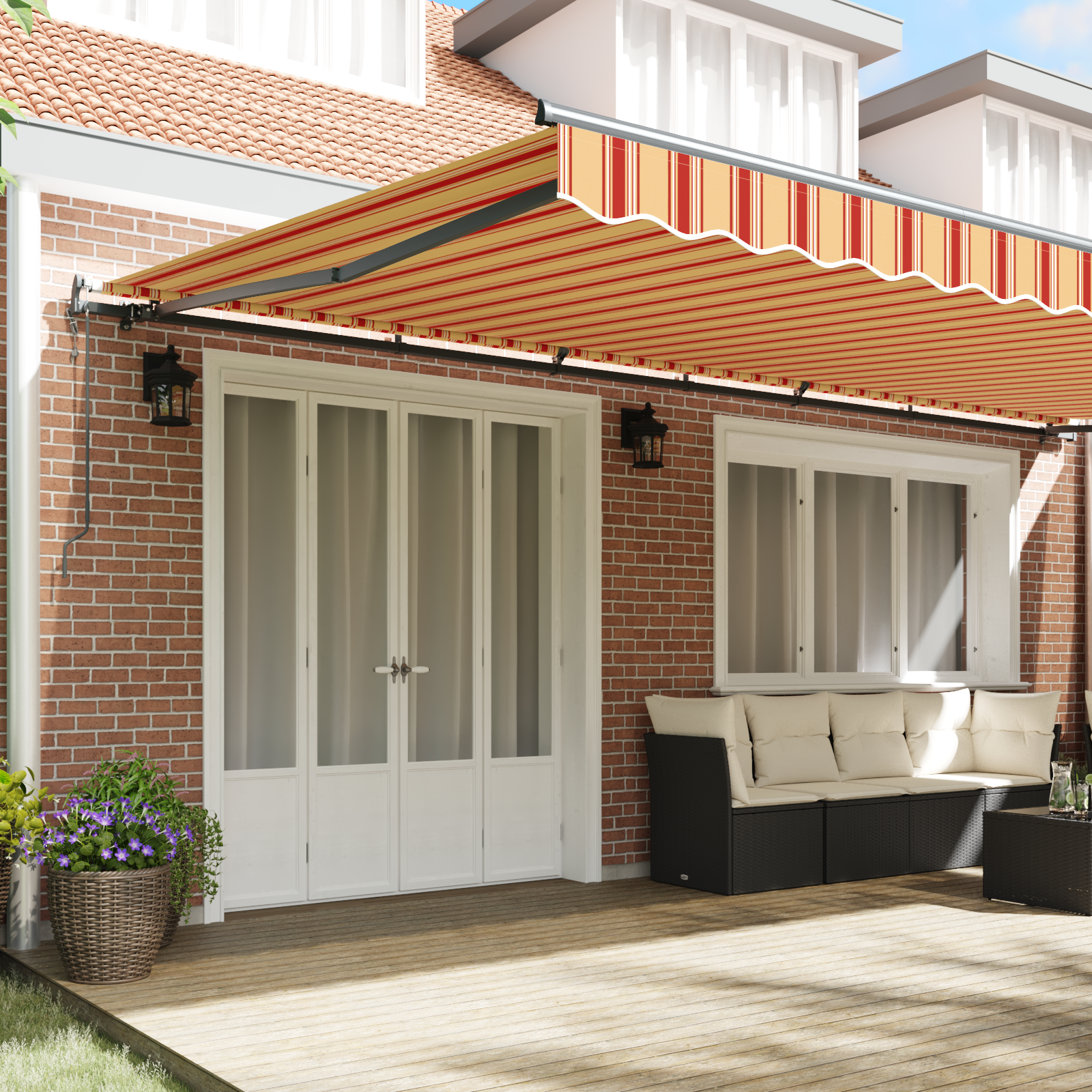 vidaXL Perdea retractabilă automată , galben și portocaliu, 600x350 cm vidaXL Perdea retractabilă automată , galben și portocaliu, 600x350 cm