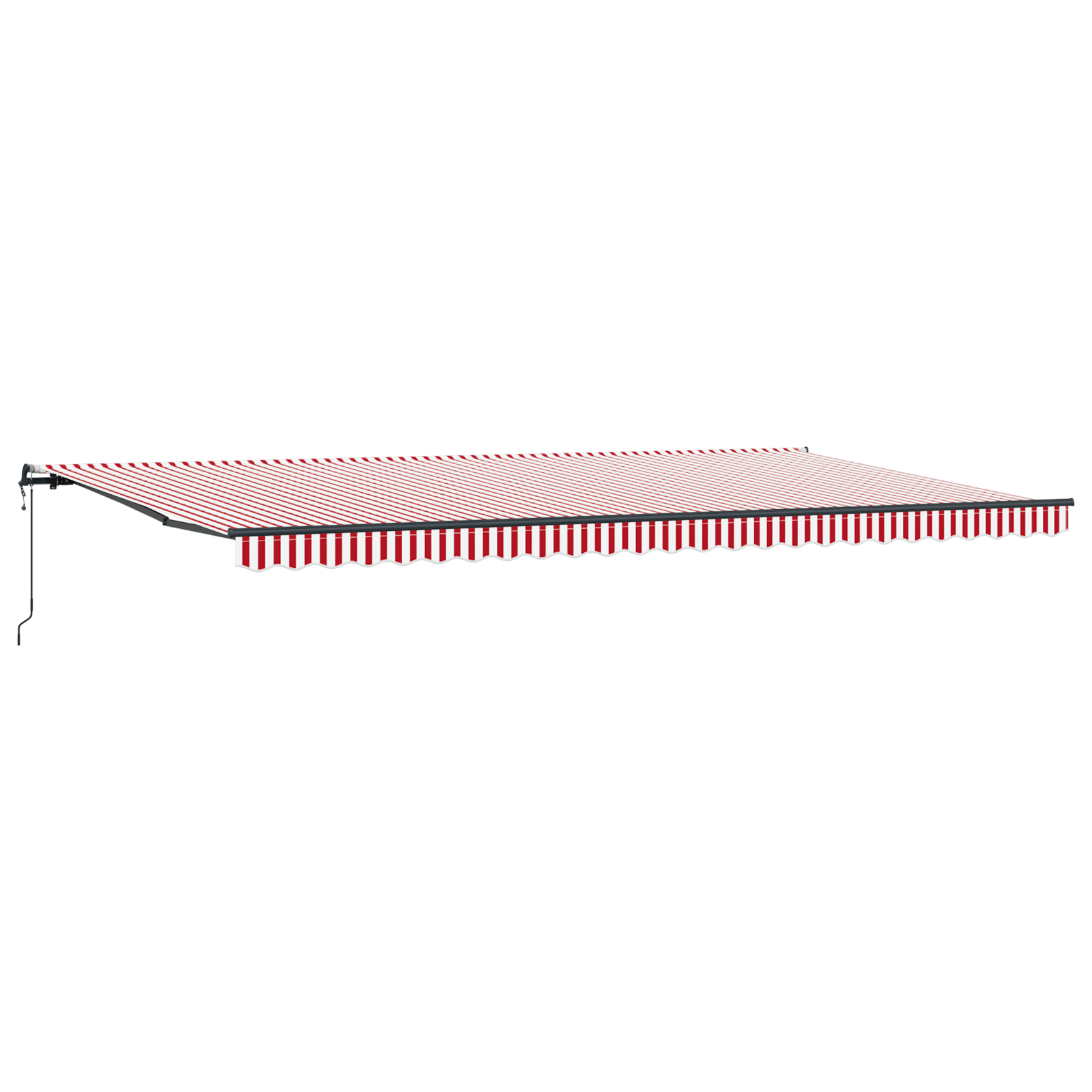 vidaXL Pergolă retractabilă automată cu dungi roșii și albe, 600 x 350 cm
