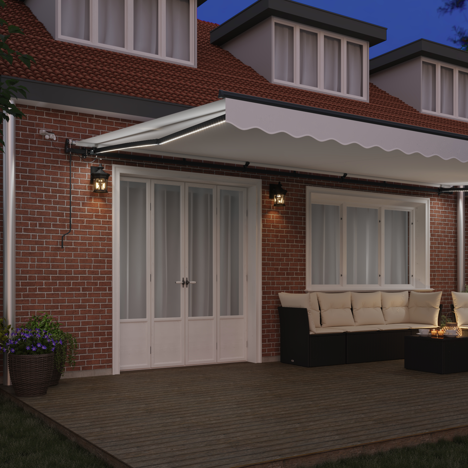 Marchiză retractabilă automată vidaXL cu LED Alb 600x350 cm