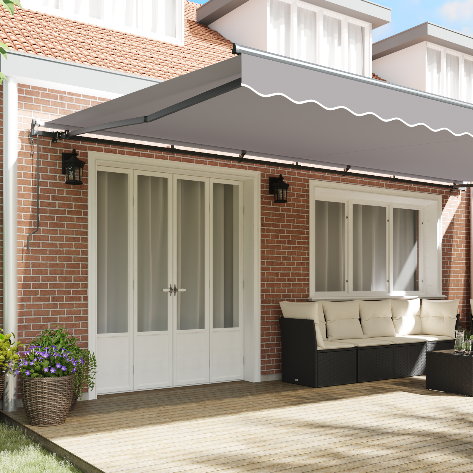 vidaXL Markiza automată retractabilă , gri deschis, 600 x 350 cm