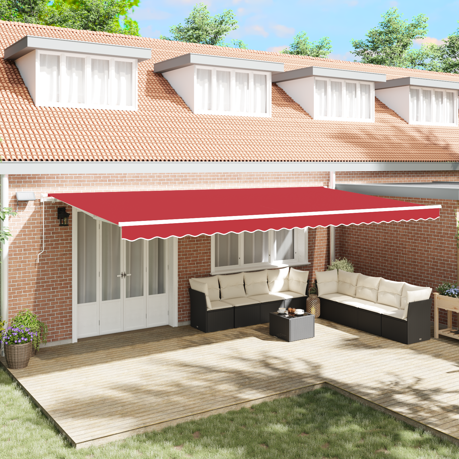 vidaXL Cortina Retractabilă cu Manual 600 × 350 cm Roșu vidaXL Cortina Retractabilă cu Manual 600 × 350 cm Roșu