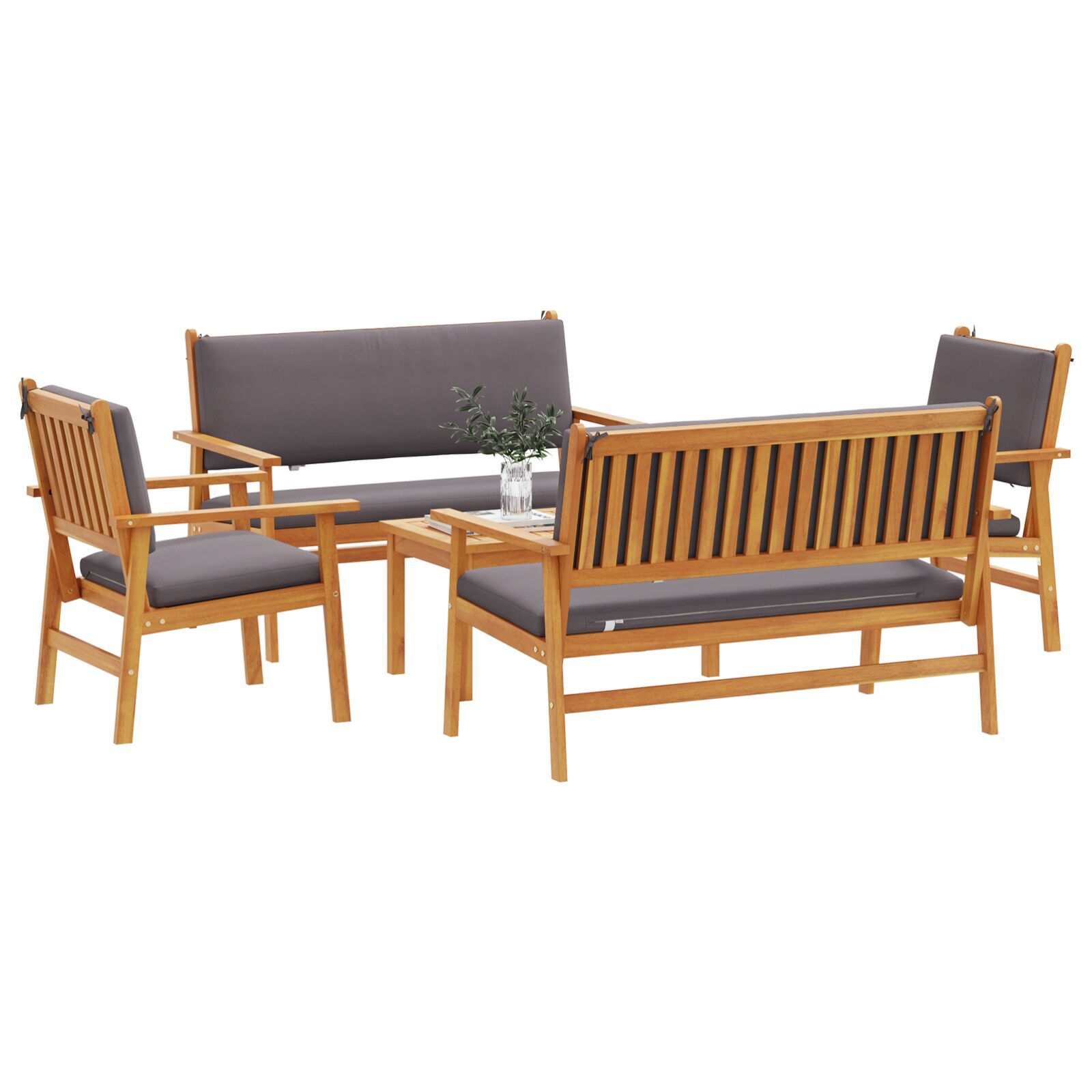 vidaXL Set de canapele pentru grădină 5 pcs Maro 75 x 45 x 38cm