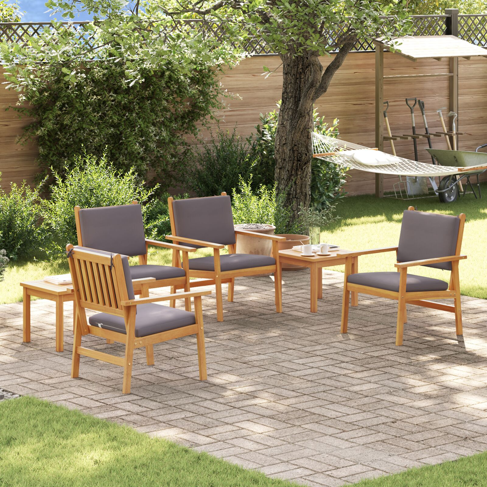 vidaXL Set de canapele pentru grădină 6 pcs Maro 45 x 45 x 38cm