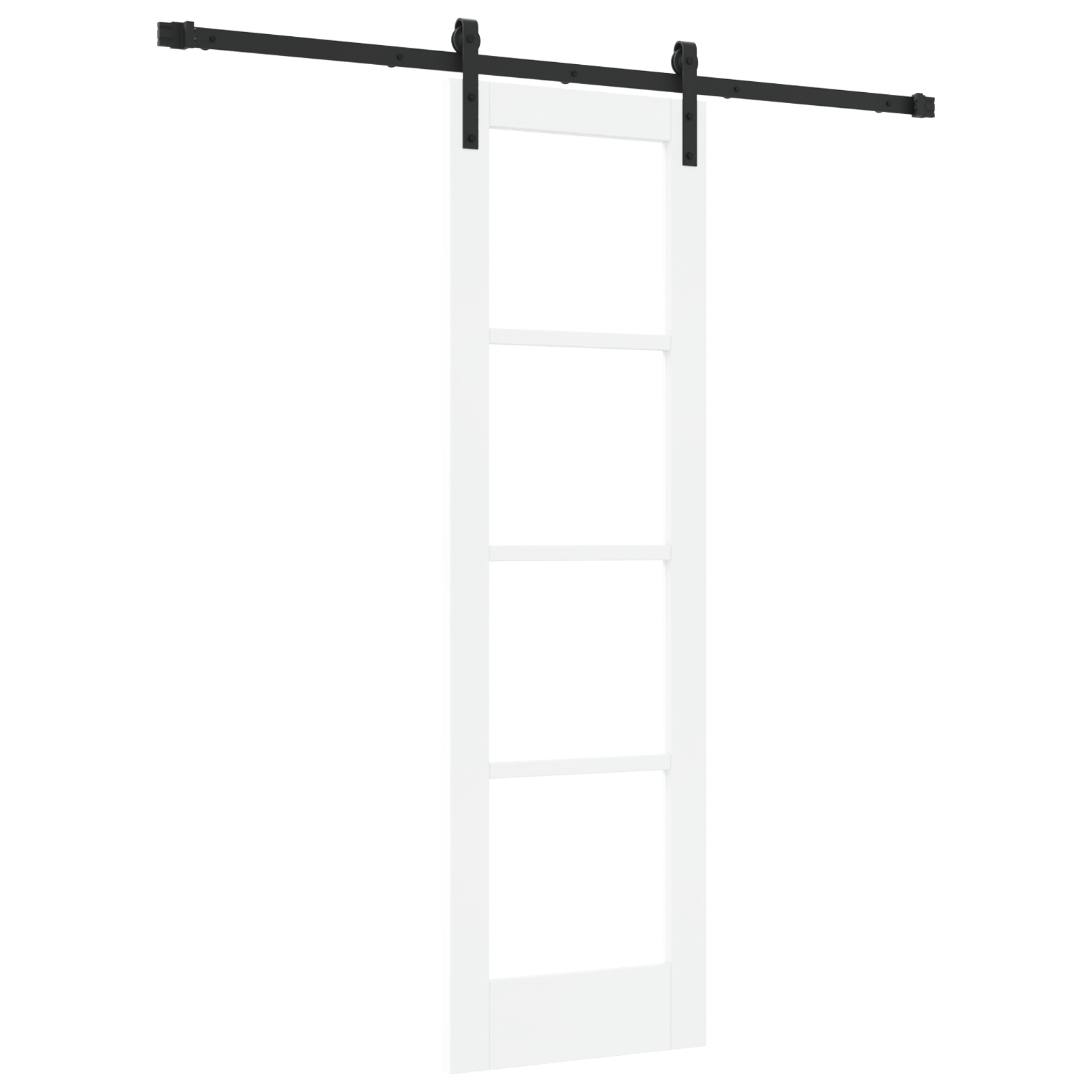 Ușă glisantă vidaXL cu accesorii 'ORKDAL'Alb lemn solid și sticlă