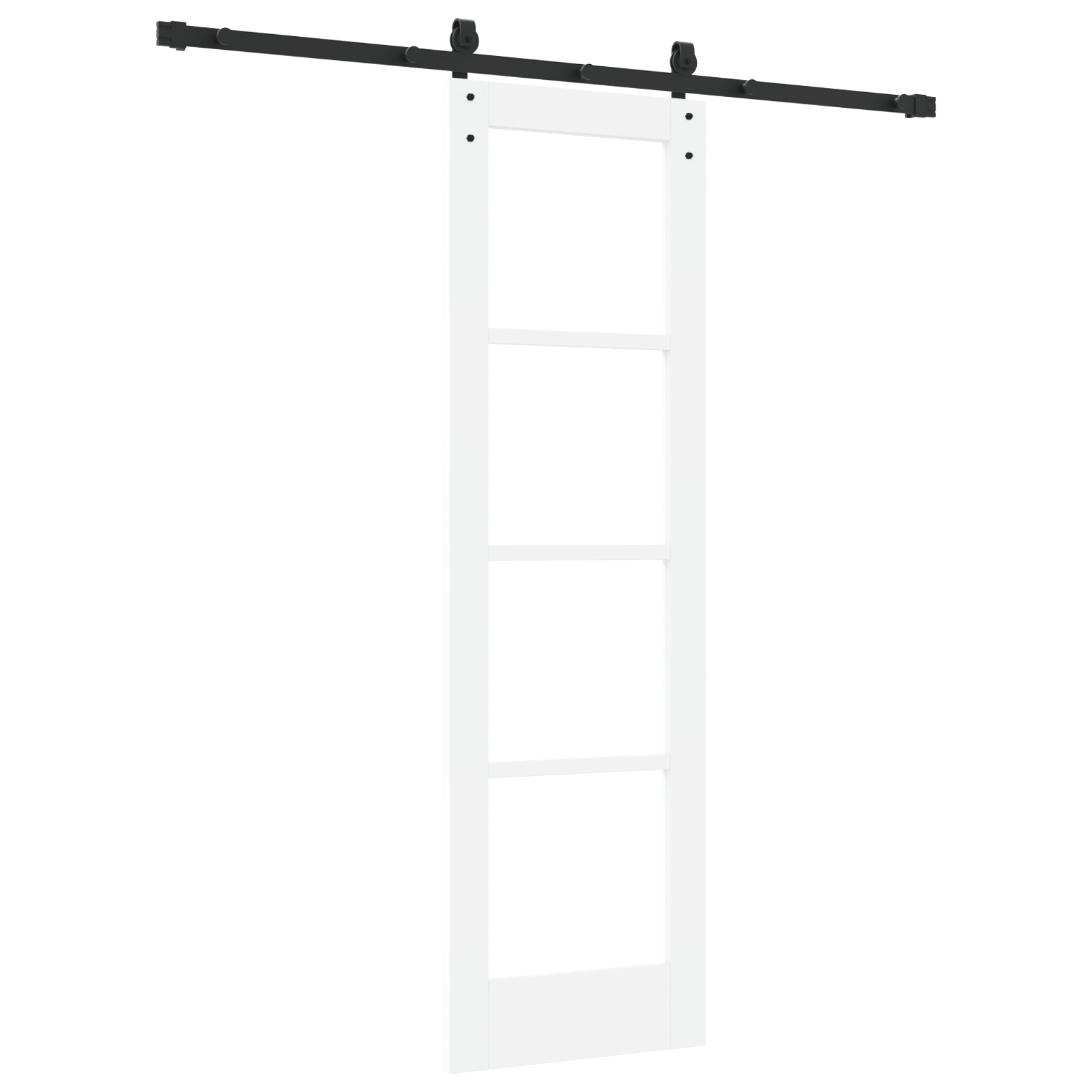 Ușă glisantă vidaXL cu accesorii 'ORKDAL'Alb lemn solid și sticlă