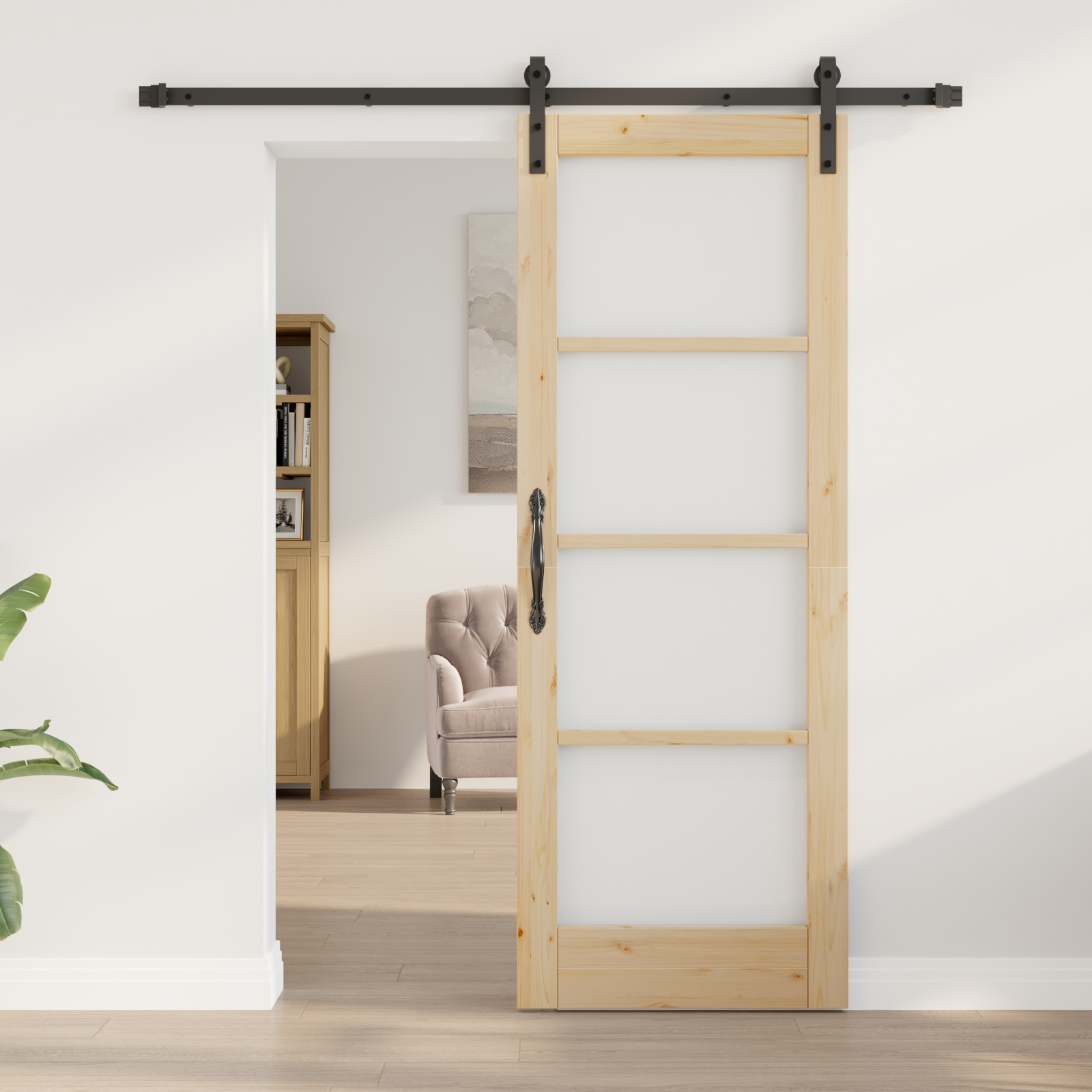 Ușa glisantă vidaXL cu set de accesorii 'ORKDAL'Lemn masiv & Sticlă Ușa glisantă vidaXL cu set de accesorii 'ORKDAL'Lemn masiv & Sticlă