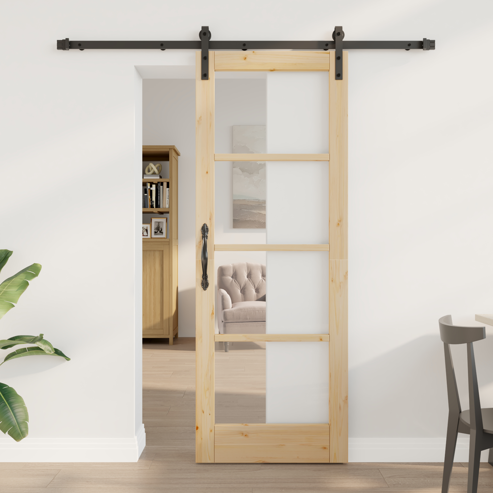 Ușa glisantă vidaXL cu set de accesorii 'ORKDAL'Lemn masiv & Sticlă Ușa glisantă vidaXL cu set de accesorii 'ORKDAL'Lemn masiv & Sticlă