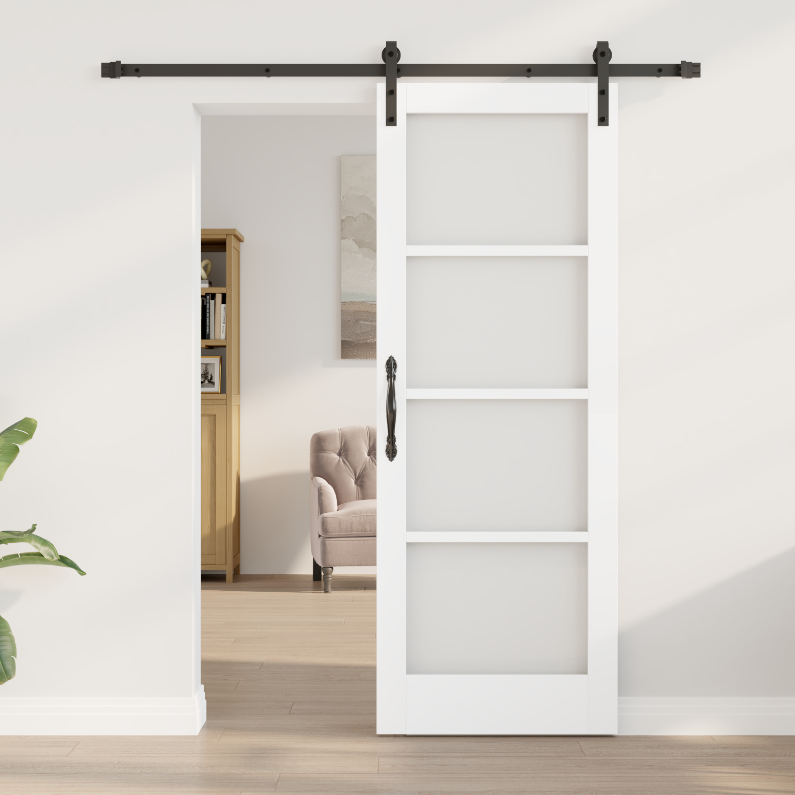 Ușă glisantă vidaXL cu set de accesorii 'ORKDAL'Alb Lemn Solid & Sticlă Ușă glisantă vidaXL cu set de accesorii 'ORKDAL'Alb Lemn Solid & Sticlă