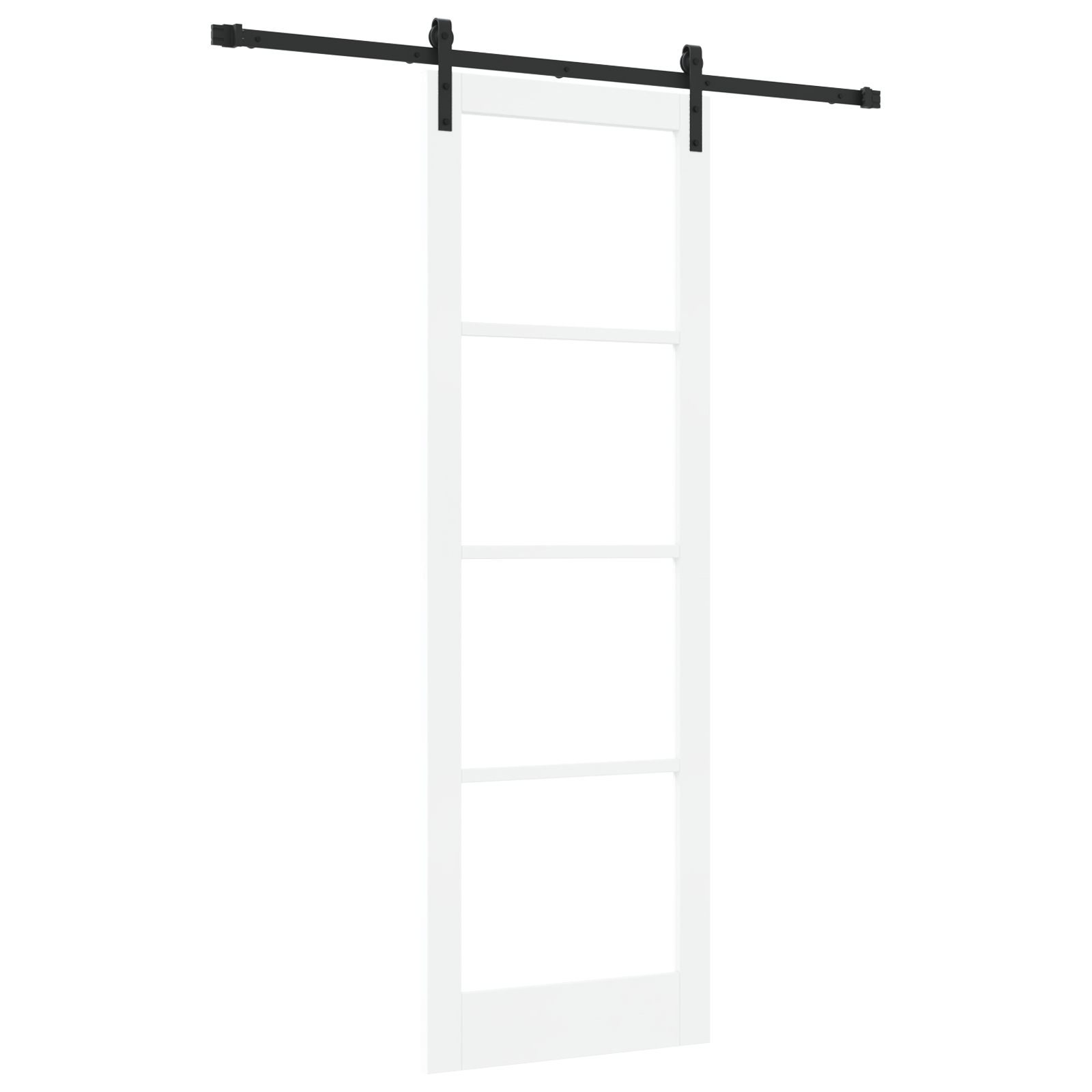 Ușă glisantă vidaXL cu set de accesorii 'ORKDAL'Lemn solid alb și sticlă