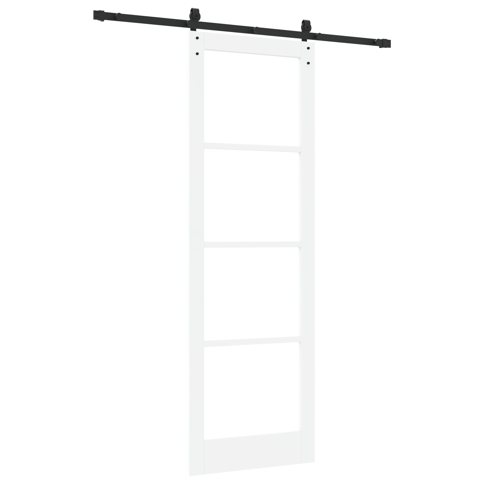 Ușă glisantă vidaXL cu set de accesorii 'ORKDAL'Lemn solid alb și sticlă