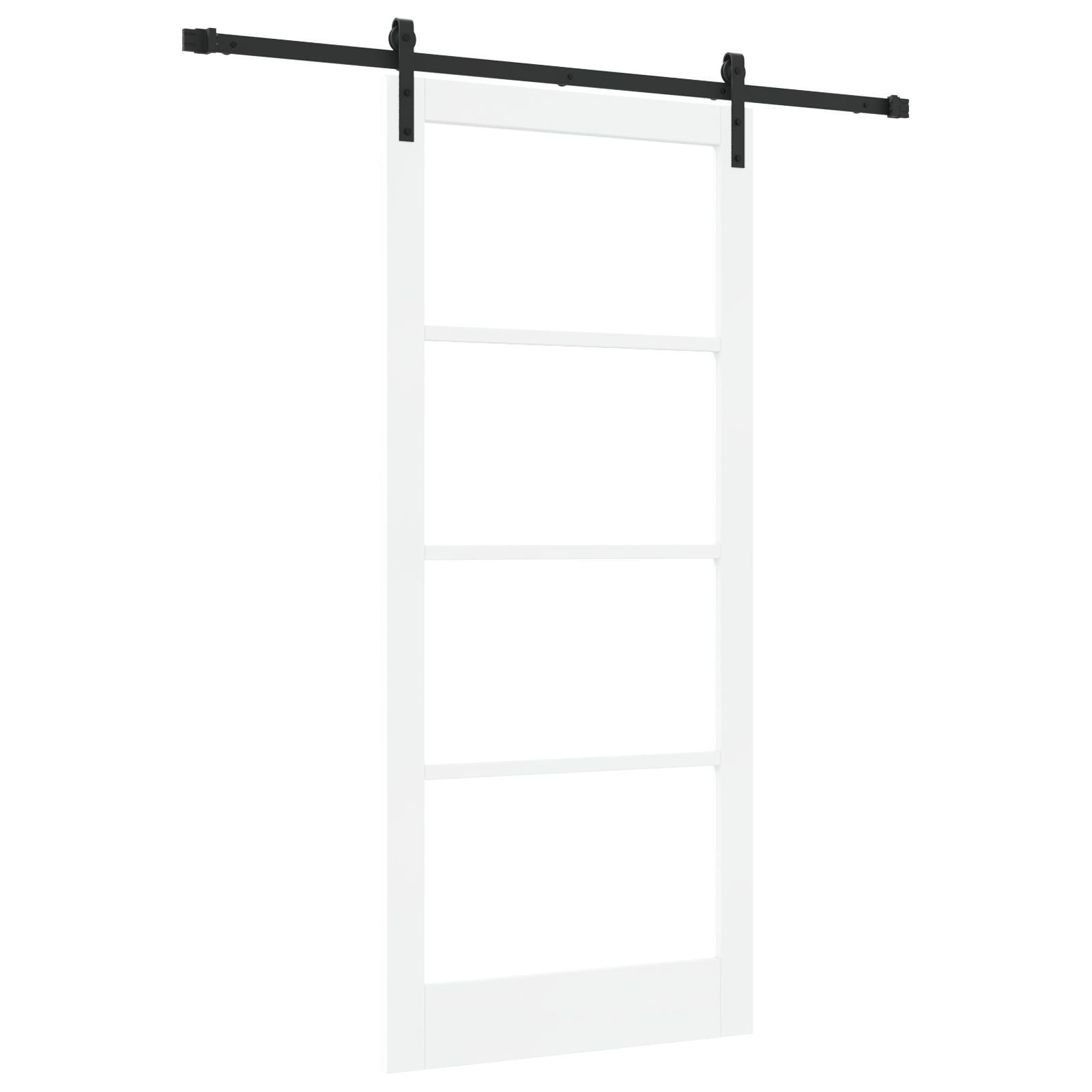 Ușă glisantă vidaXL cu set de accesorii 'ORKDAL'Alb Lemn Solid și Sticlă
