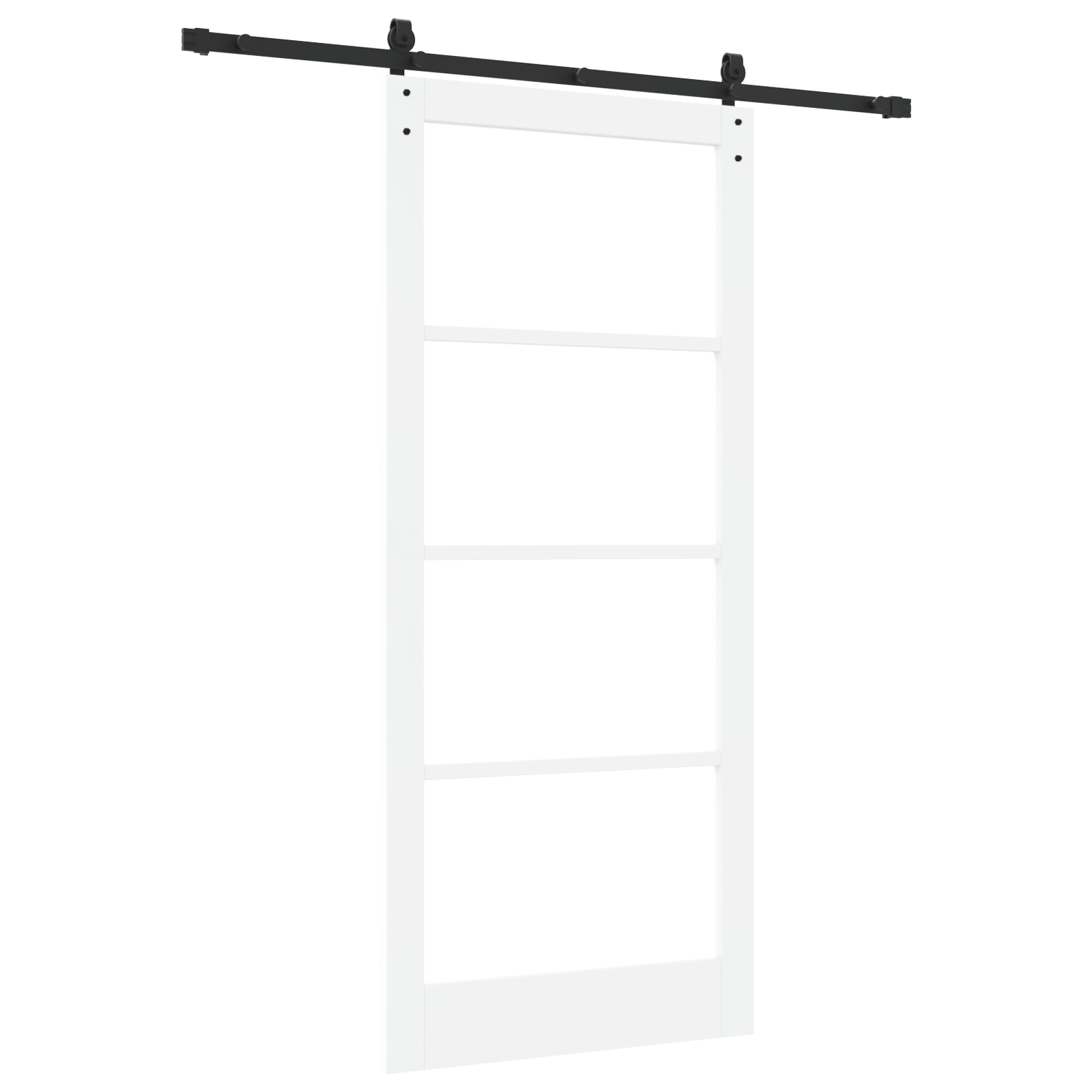Ușă glisantă vidaXL cu set de accesorii 'ORKDAL'Alb Lemn Solid și Sticlă