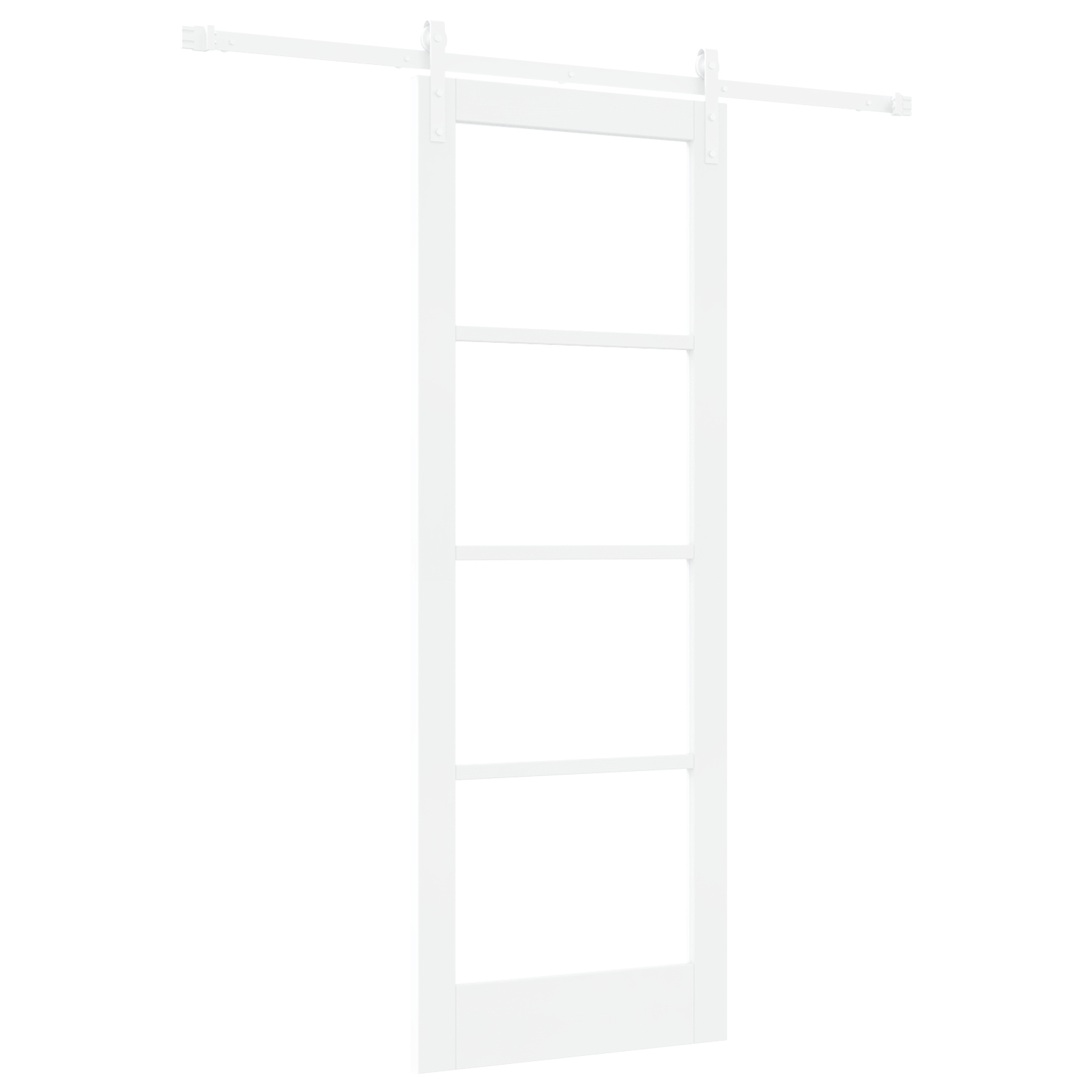 Ușă Glisantă vidaXL cu Set de Accesorii 'ORKDAL'Alb din Lemn Solid & Sticlă Ușă Glisantă vidaXL cu Set de Accesorii 'ORKDAL'Alb din Lemn Solid & Sticlă