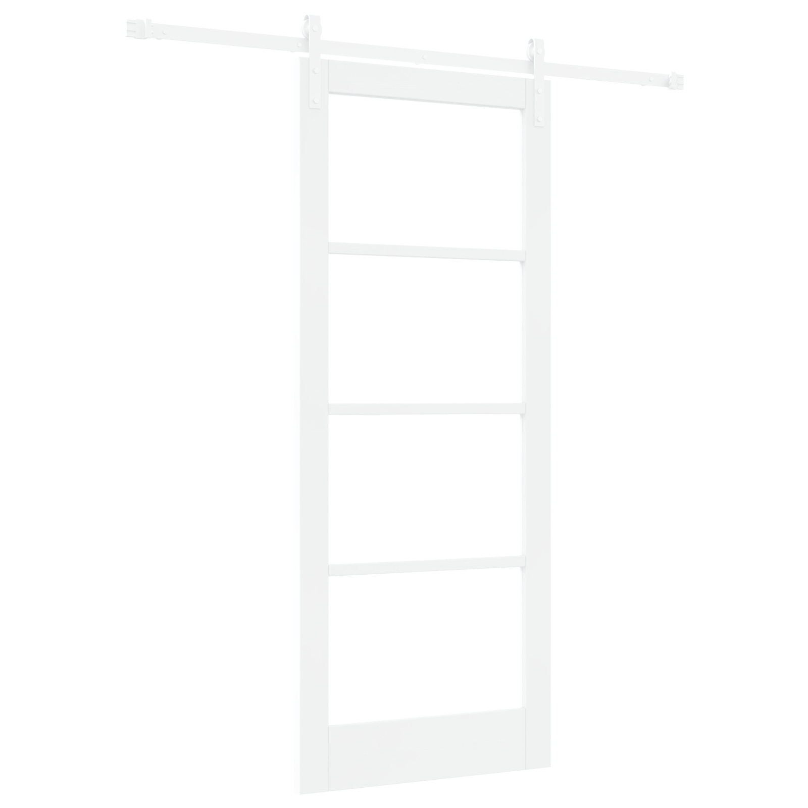 Ușă glisantă vidaXL cu set de accesorii 'ORKDAL'Alb Lemn Solid & Sticlă