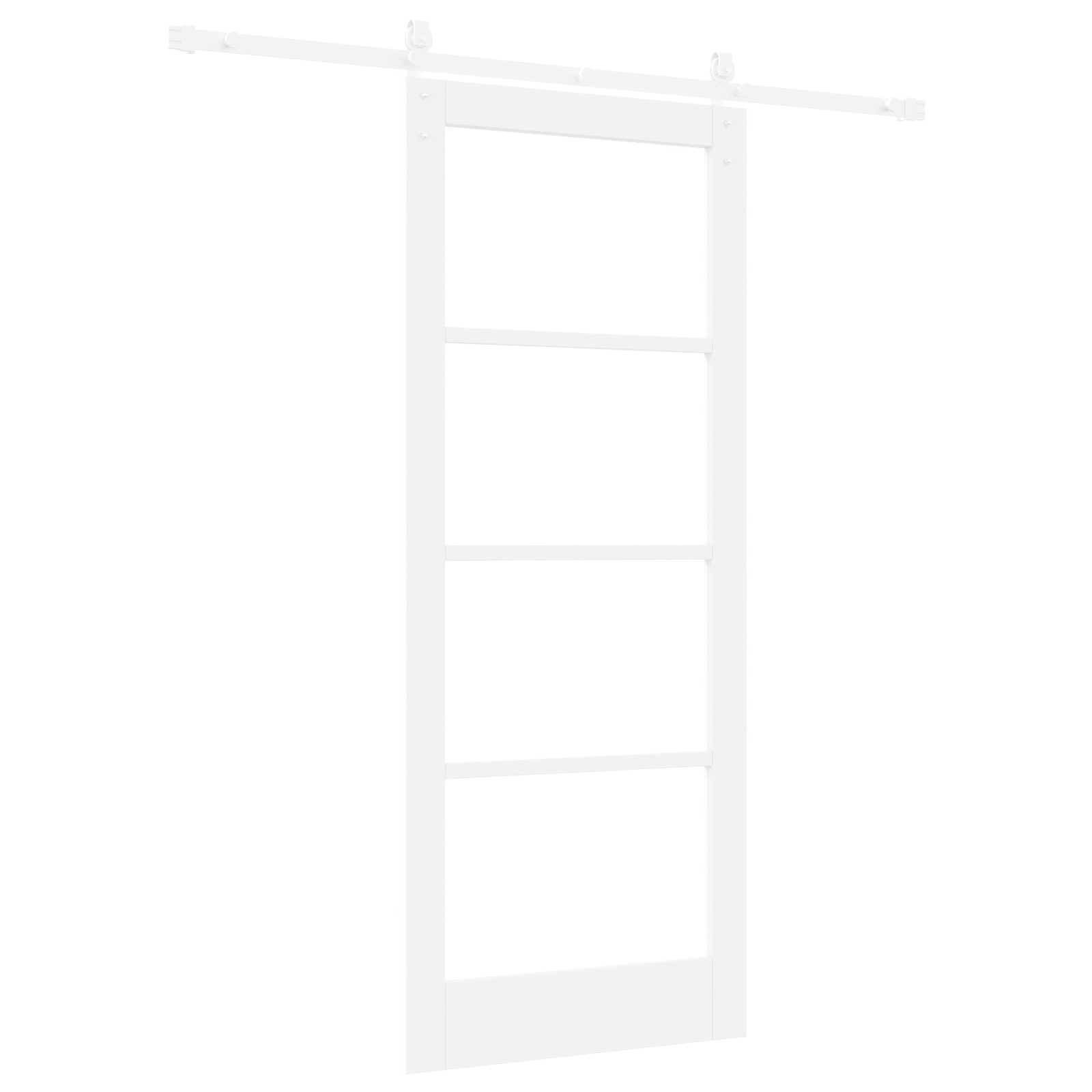 Ușă glisantă vidaXL cu set de accesorii 'ORKDAL'Alb Lemn Solid & Sticlă