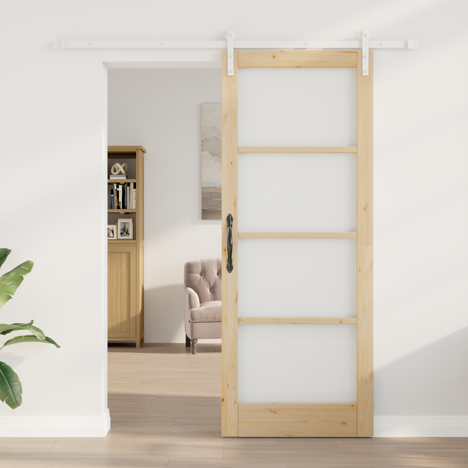 Ușă glisantă vidaXL cu accesorii "ORKDAL" Lemn solid și sticlă