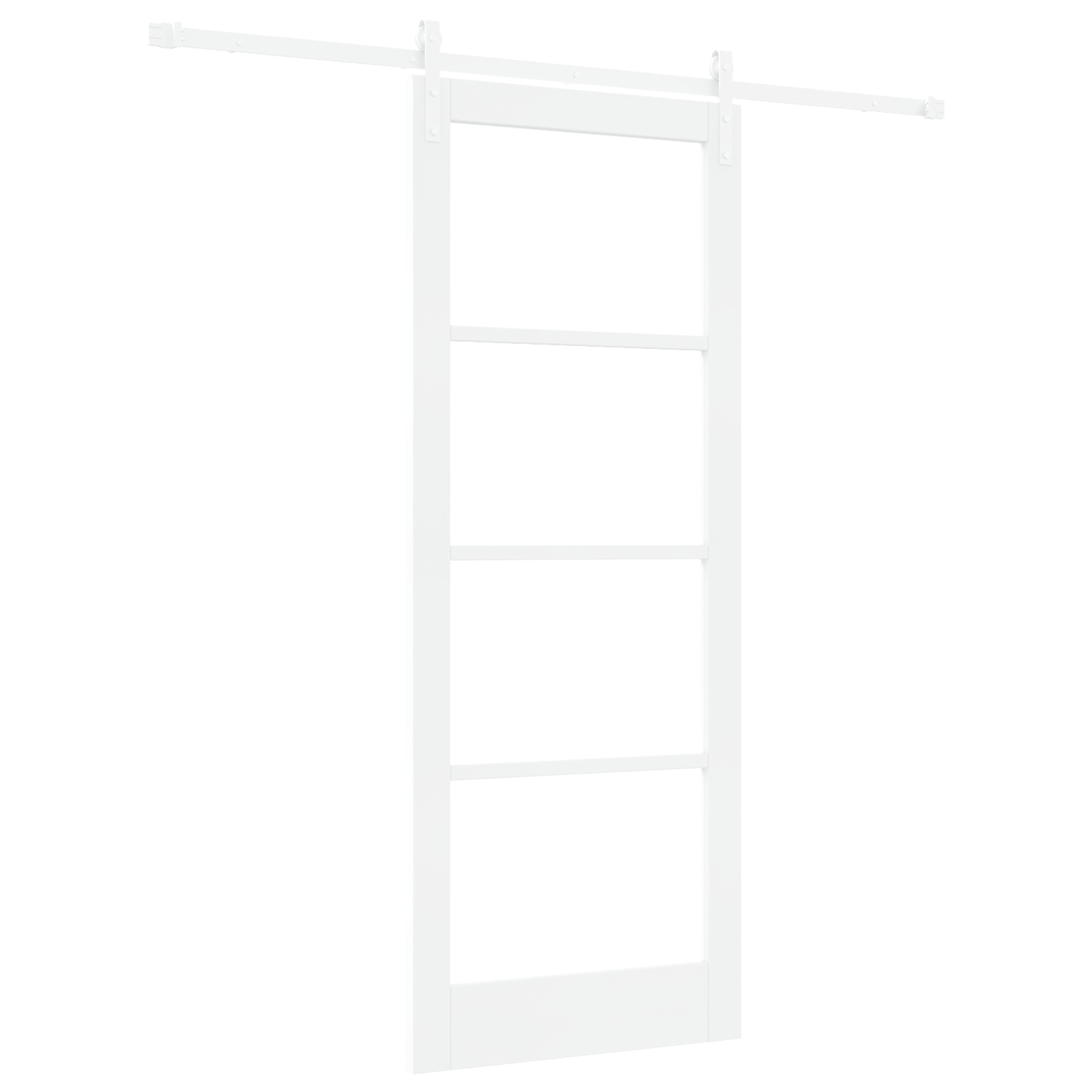 Ușă Glisantă vidaXL cu Set de Accesorii "ORKDAL" Alb din Lemn Solid & Sticlă