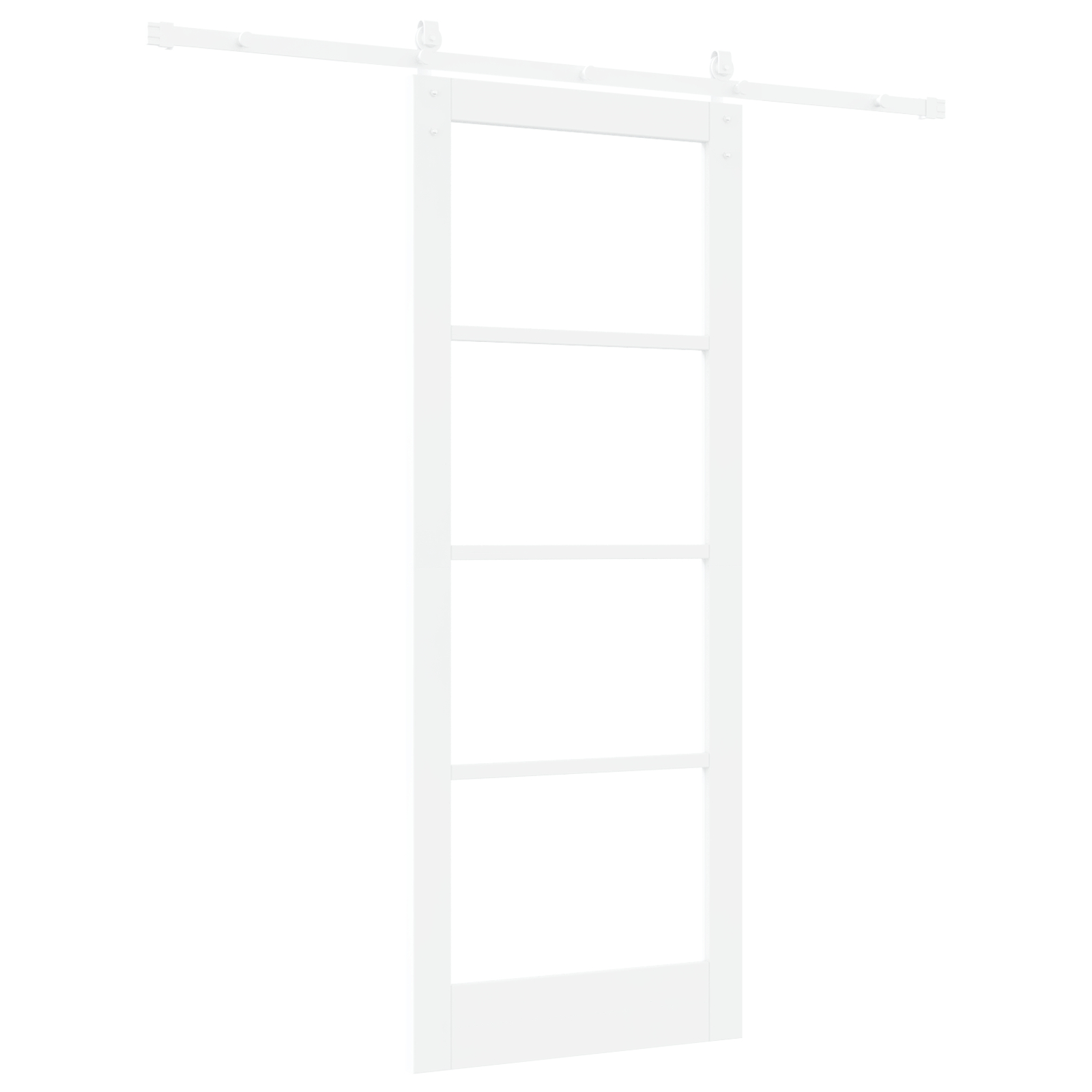 Ușă Glisantă vidaXL cu Set de Accesorii "ORKDAL" Alb din Lemn Solid & Sticlă