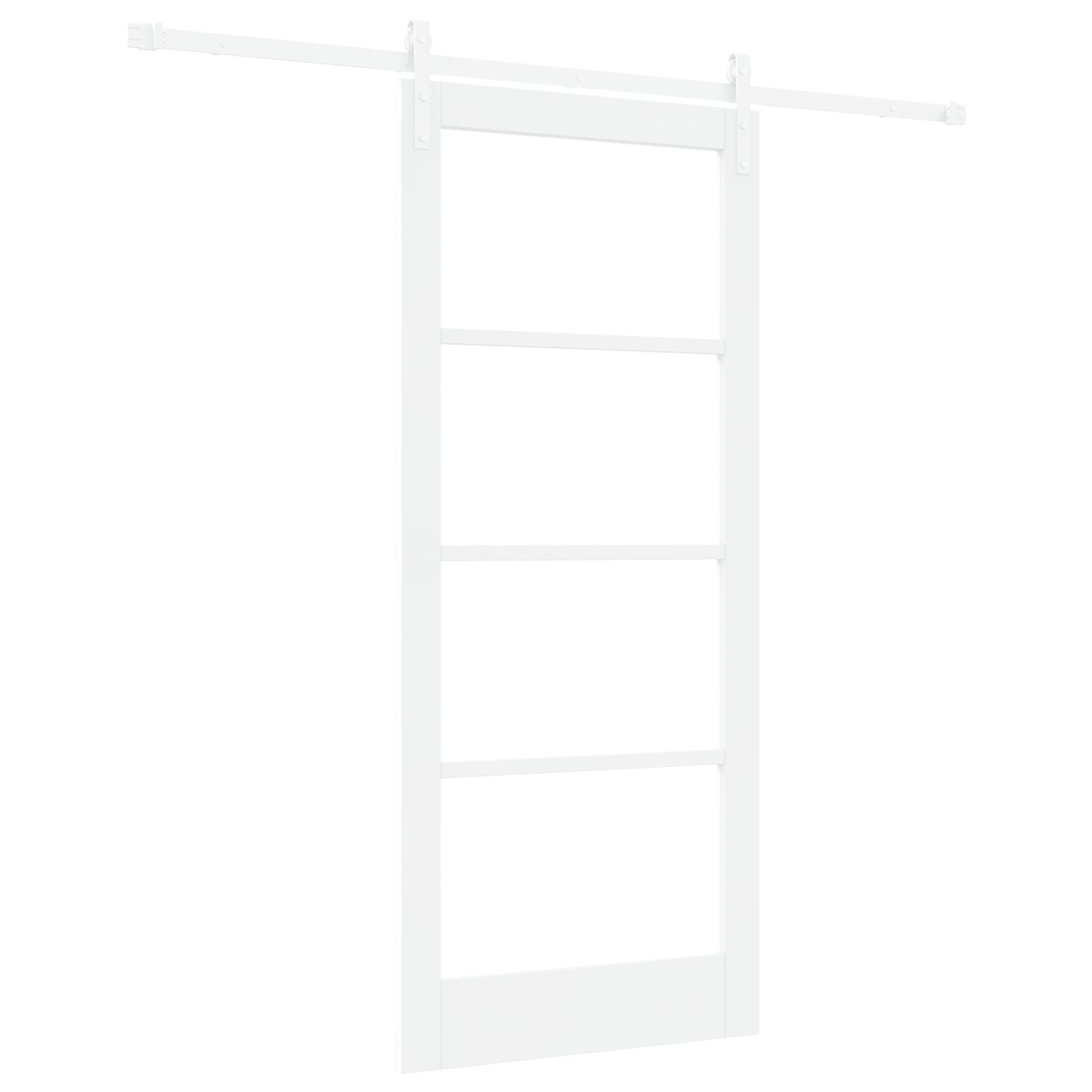 Ușă Glisantă vidaXL cu Set de Accesorii "ORKDAL" Alb Lemn Solid și Sticlă