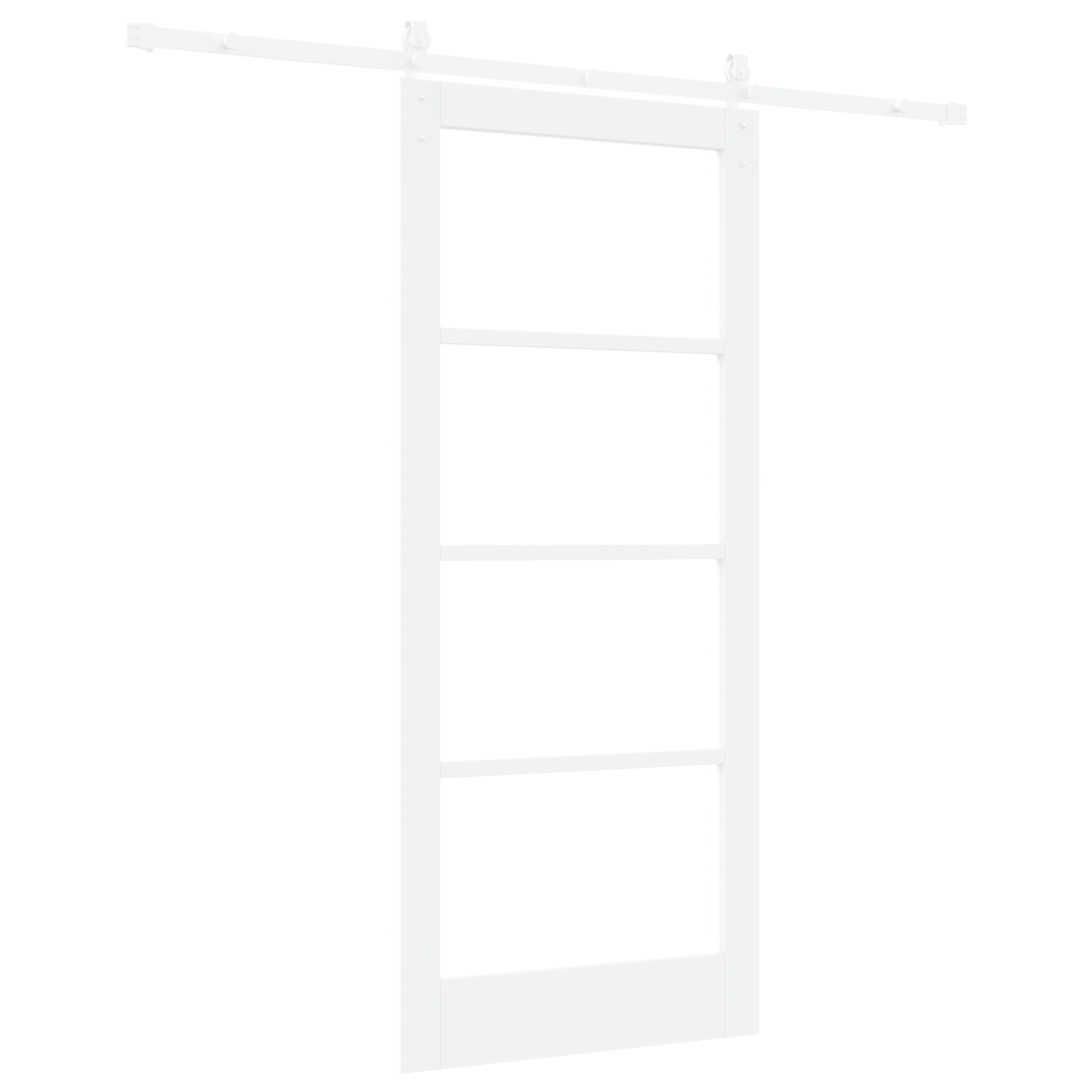 Ușă Glisantă vidaXL cu Set de Accesorii "ORKDAL" Alb Lemn Solid și Sticlă