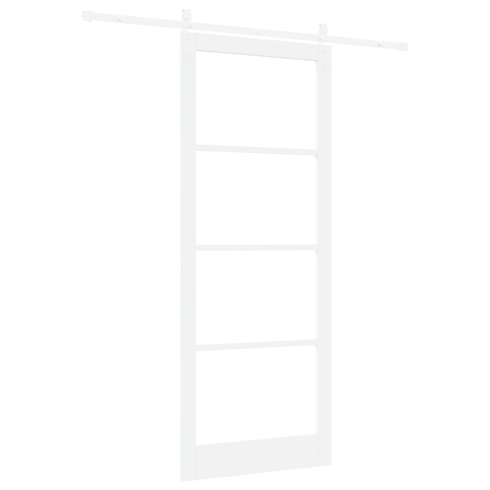 Ușa glisantă vidaXL cu set de accesorii 'ORKDAL'Alb din lemn solid și sticlă