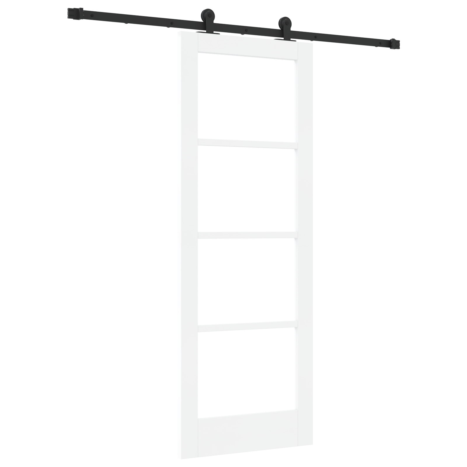 Ușă glisantă vidaXL cu set de accesorii 'ORKDAL'Alb din lemn solid & Sticlă