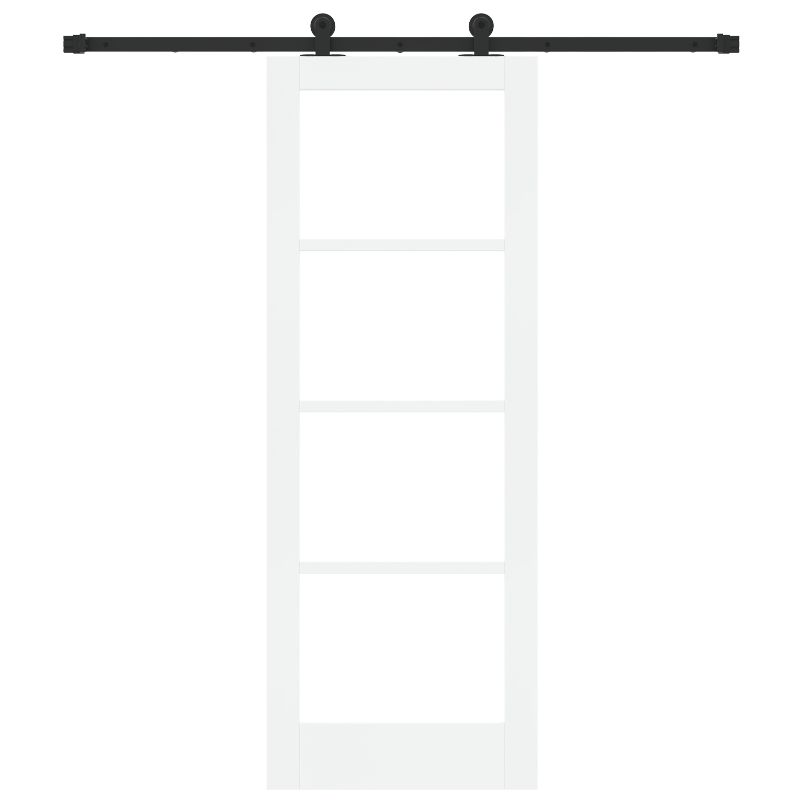 Ușă glisantă vidaXL cu set de accesorii 'ORKDAL'Alb din lemn solid & Sticlă